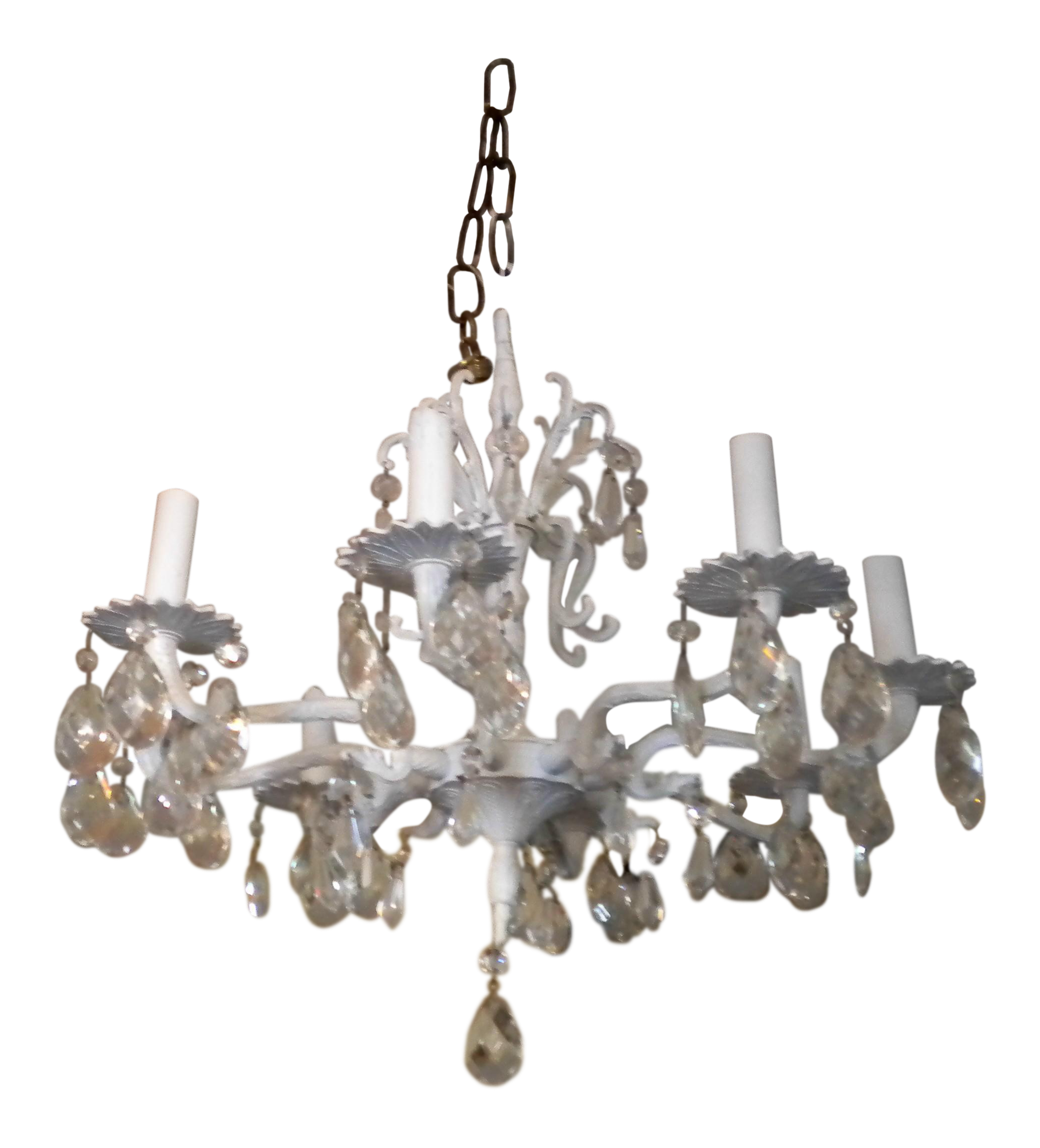 Vintage White Crystal Chandelier | Chairish