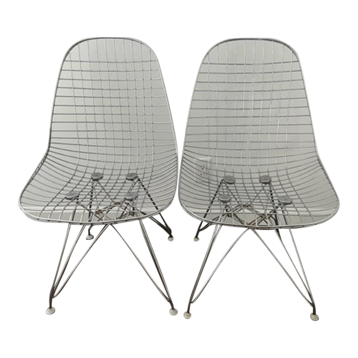 1990s Vintage Eames Wire Chairs Set of 2 Chairish