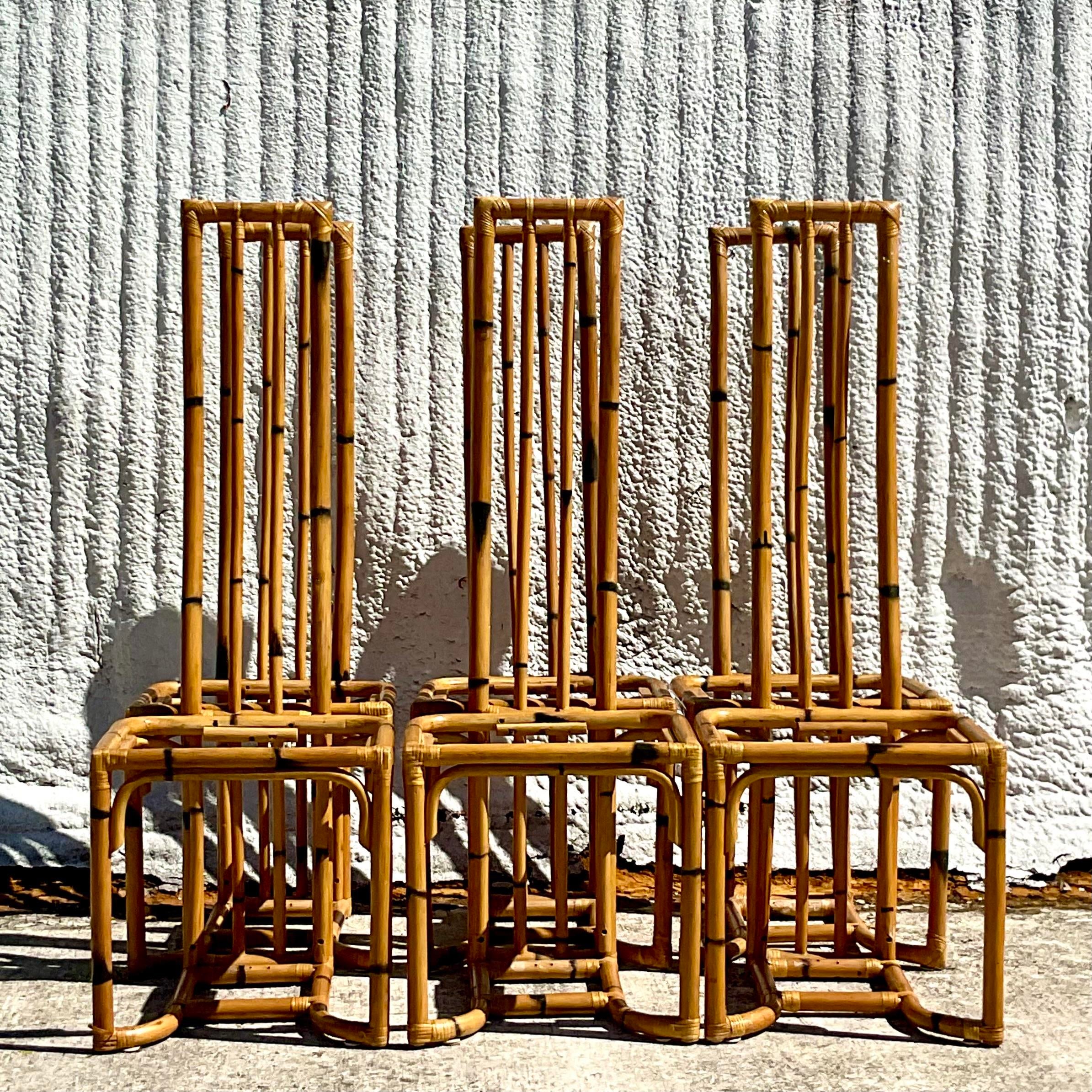 Vintage bamboo dining chairs sale