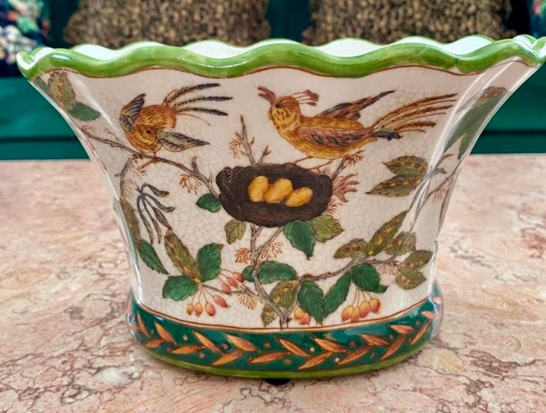 Vintage Porcelain Wong Lee Planter With Crackle Finish | Chairish