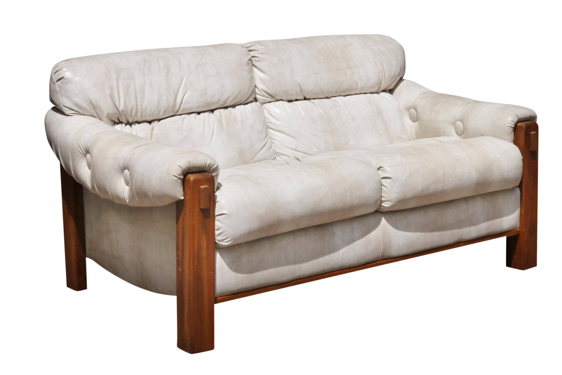 Mid Century White Leather Settee Chairish