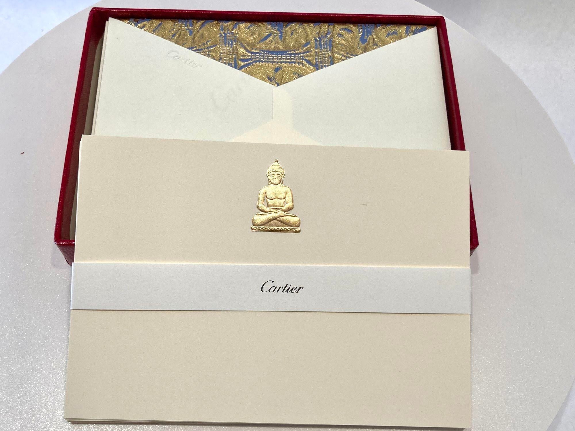 Cartier Gold Buddha Amulet Card and Envelope Set in Luxury Box