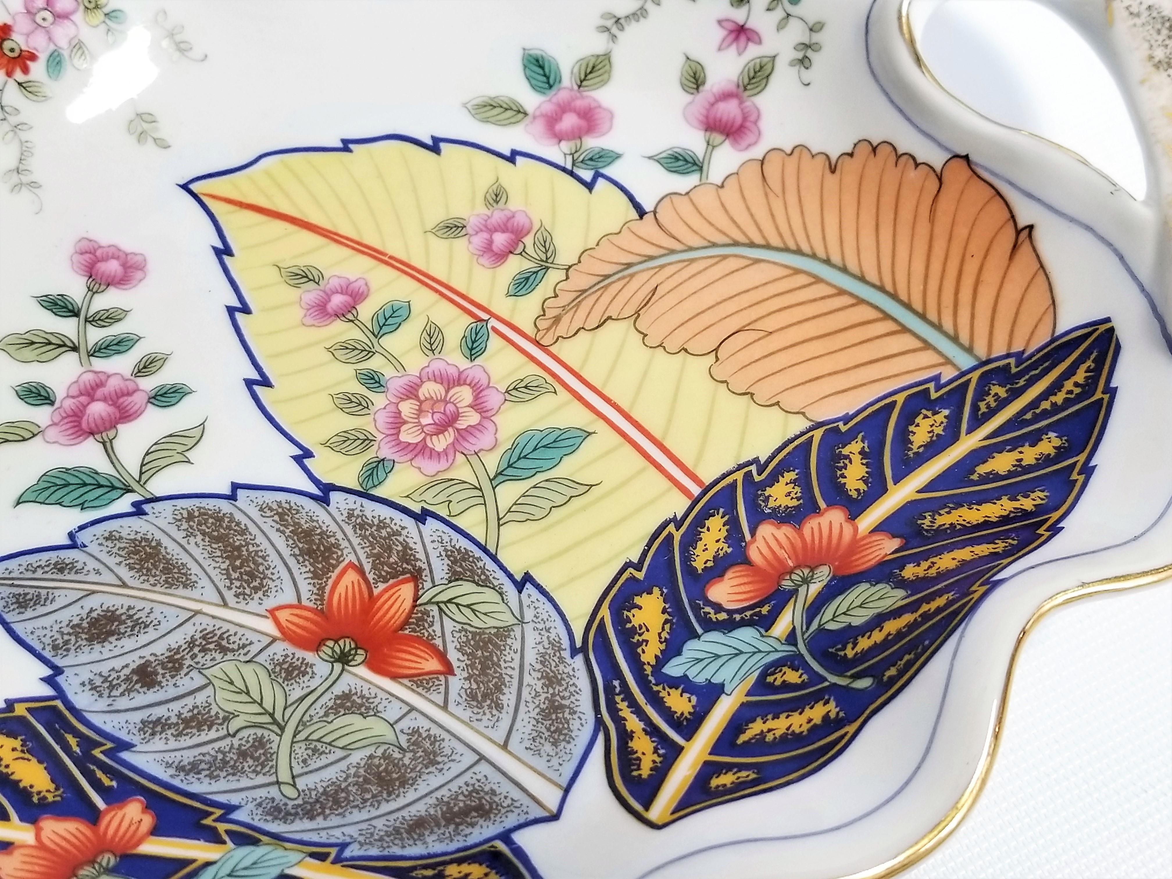 Trays Chinese Tobacco Leaf Porcelain Pair