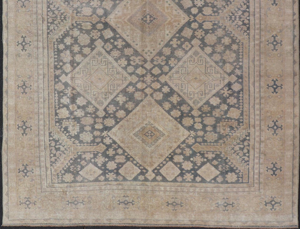 Antique Turkish Sivas Rug With Diamond Medallions and Allover 