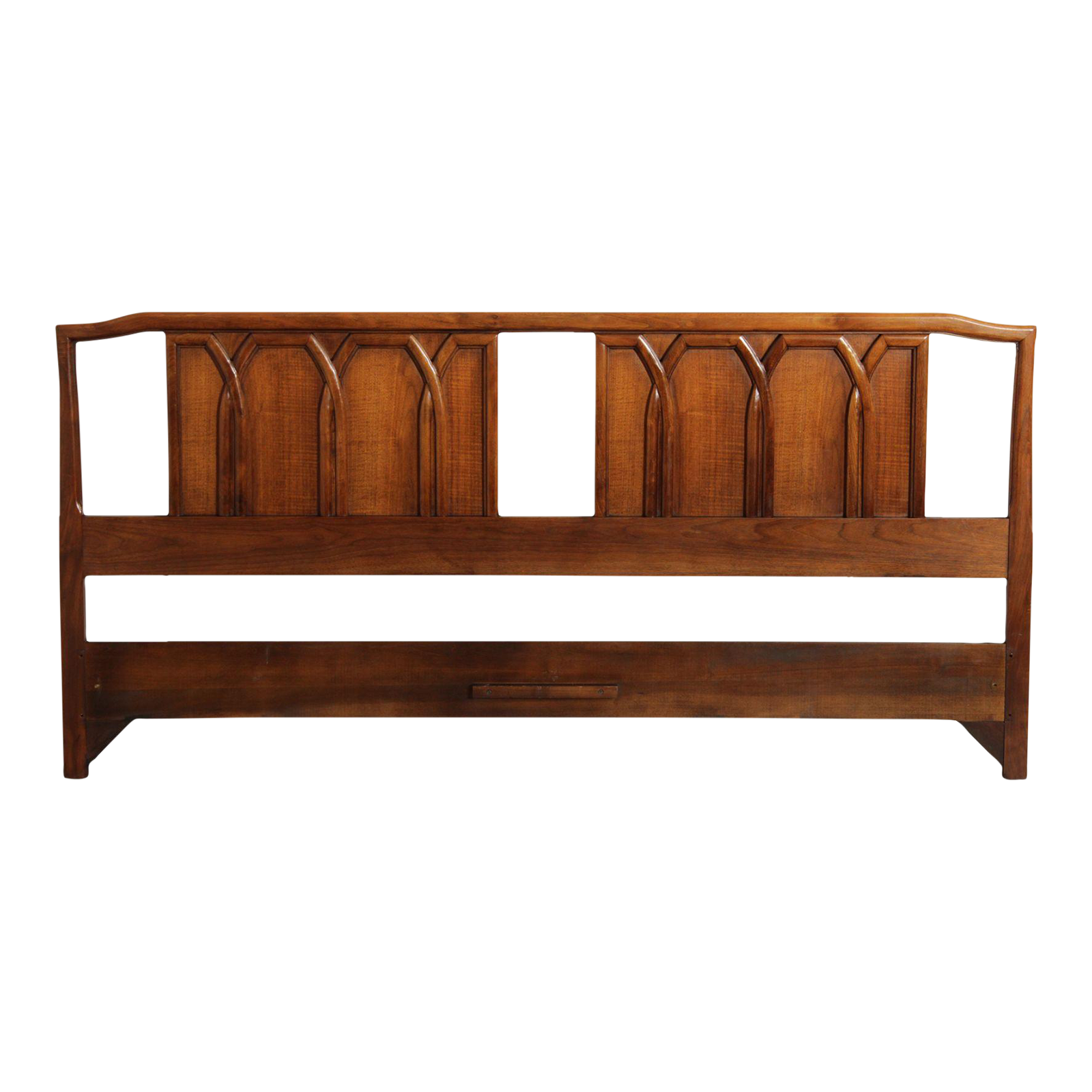 Mid 20th Century MidCentury Modern Sculpted Walnut King Size Headboard
