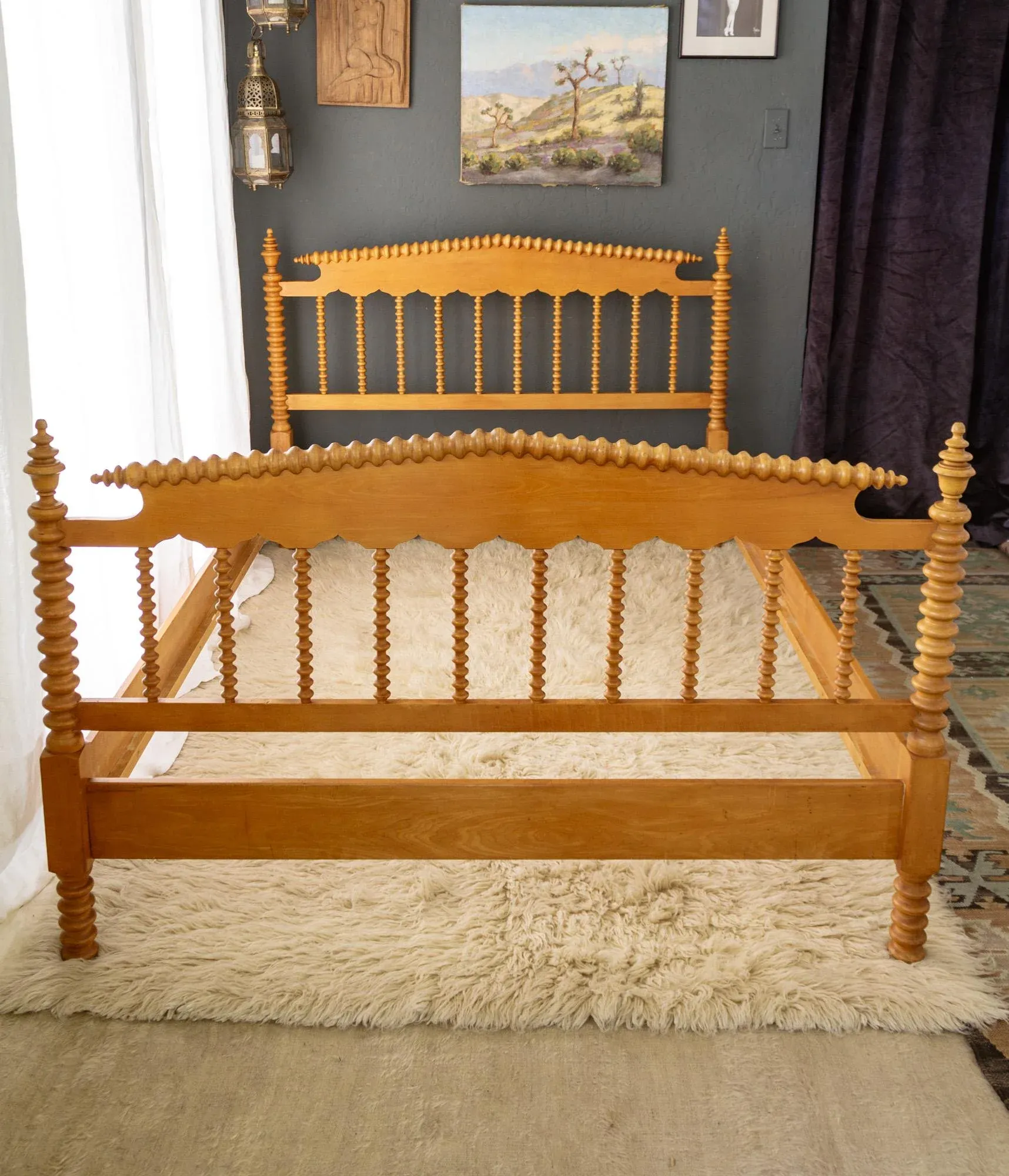 Jenny Lind Spindle Spool Full Double Bed 1940s Walnut | Chairish