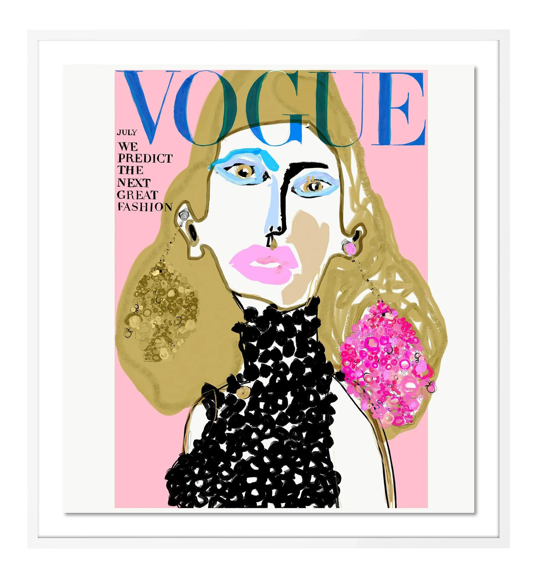 Vogue Cover July 1966 by Annie Naranian in White Frame, Small Art Print