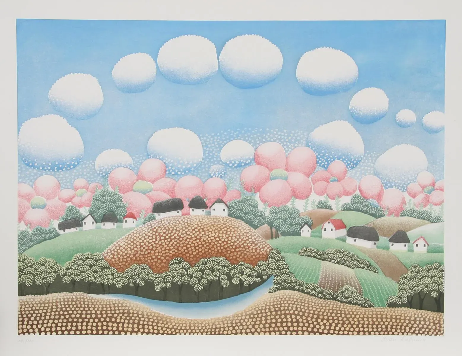 Village and Spotted Clouds