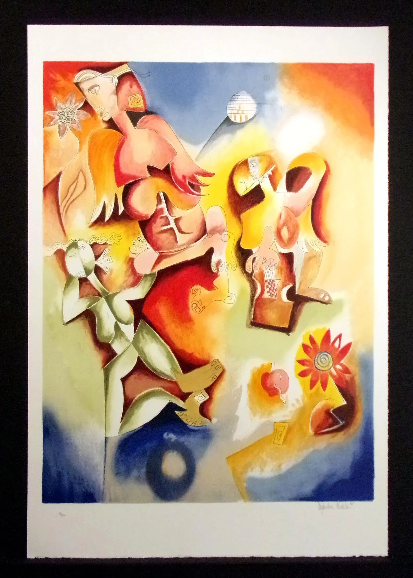 Alexandra Nechita、Moody Guitarist、希少画集画 Alexandra Nechita、Moody Guitarist、希少画集画