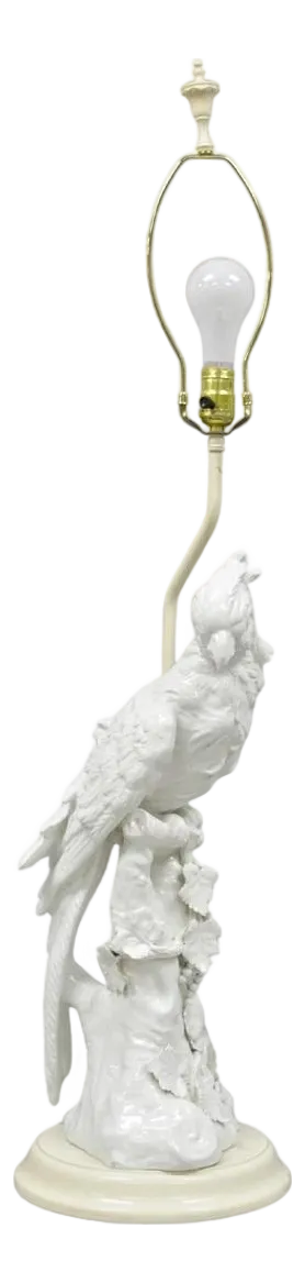 Antique Italian Blanc De Chine White Porcelain Perched Cockatoo