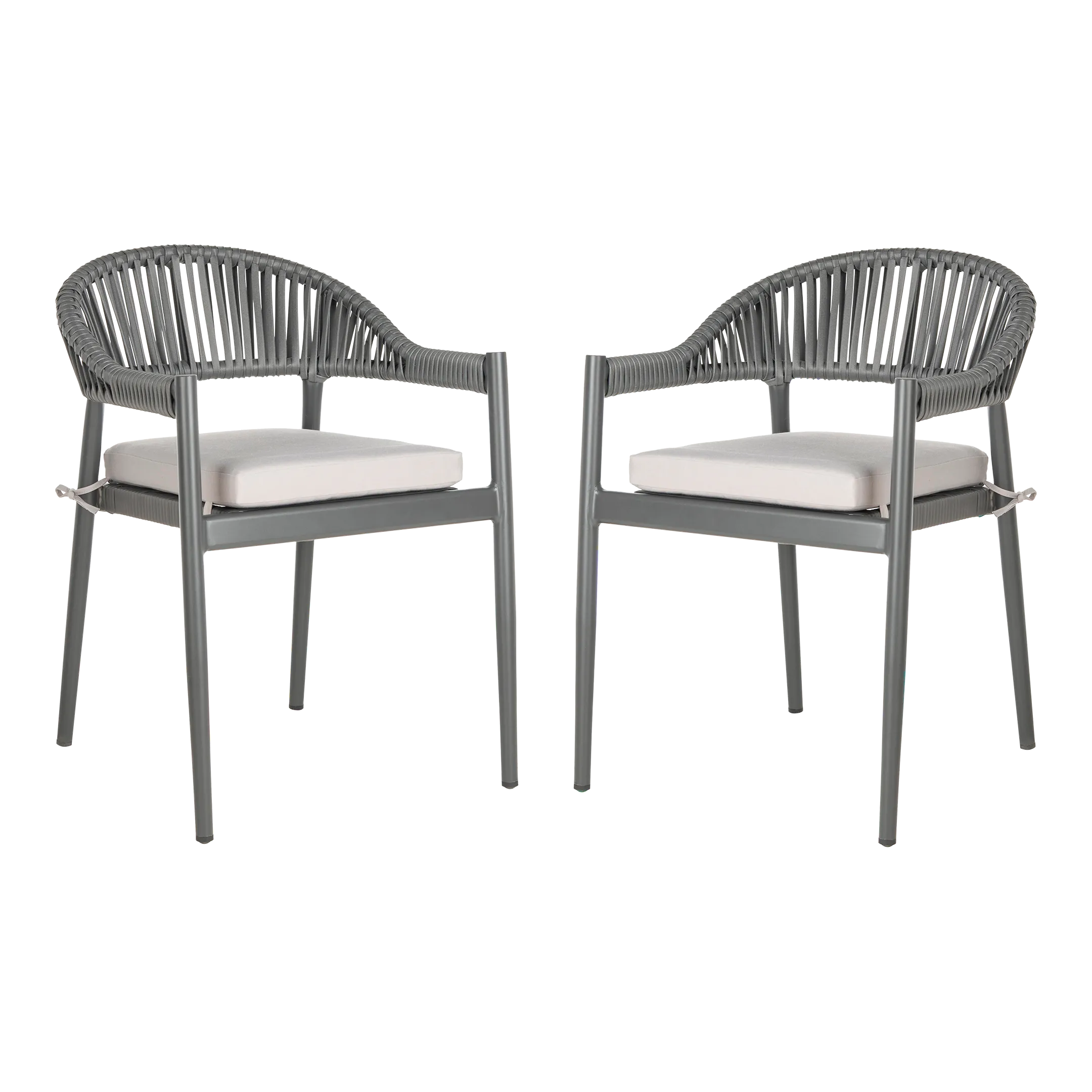 Robert Stackable Rope Chair in Grey & Grey Cushion a Pair Chairish