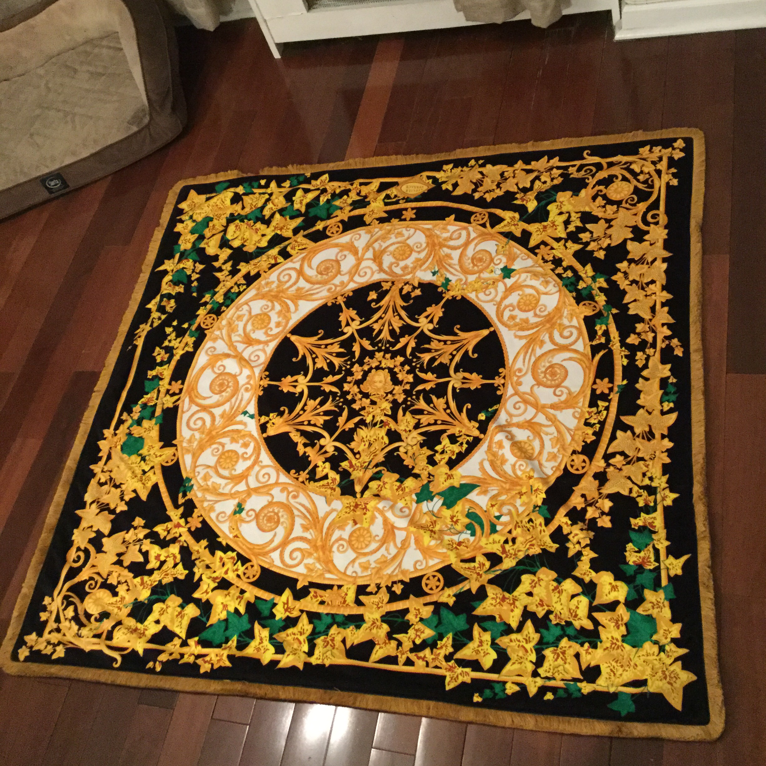 Gianni Versace Custom Made Mendoza Head Green Gold Velvet Throw