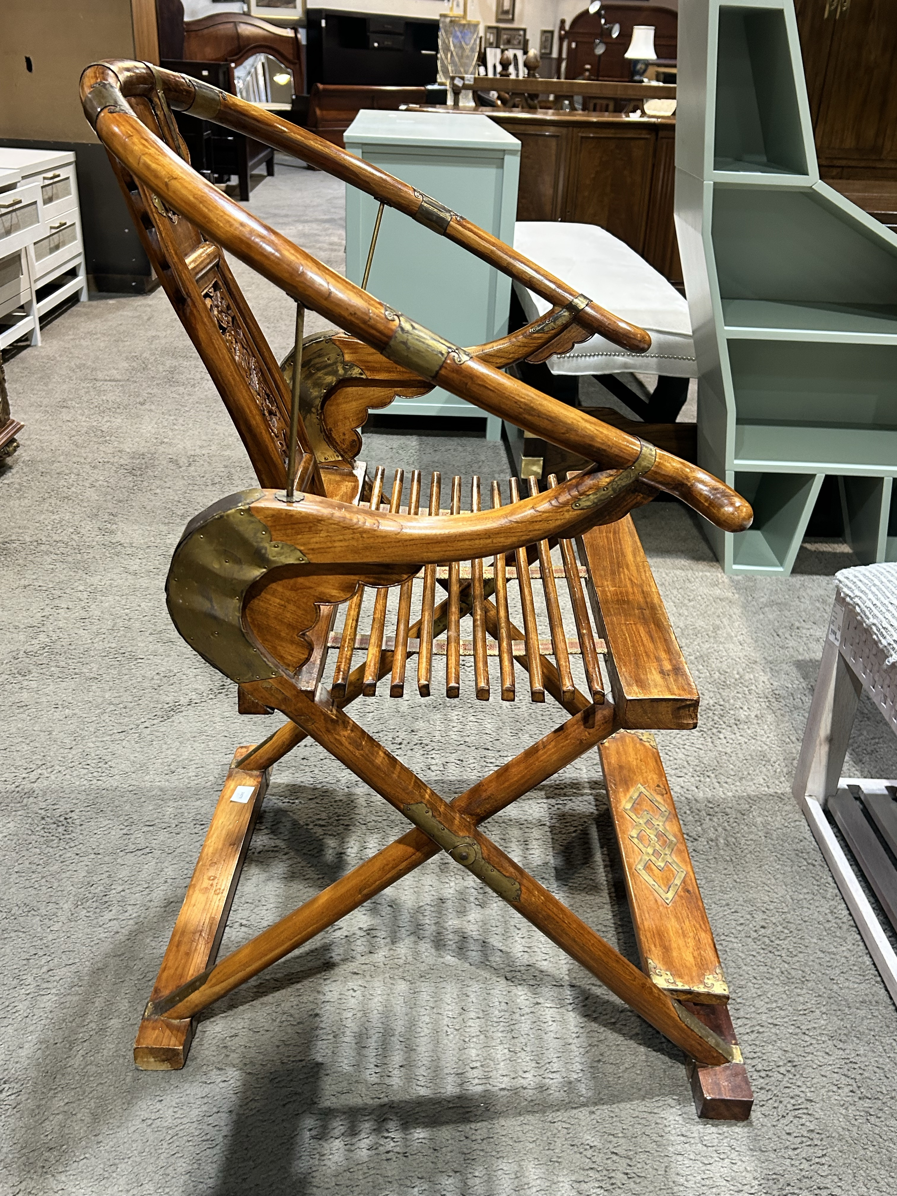 Early 19th Century Antique Horseshoe Back Folding Chair