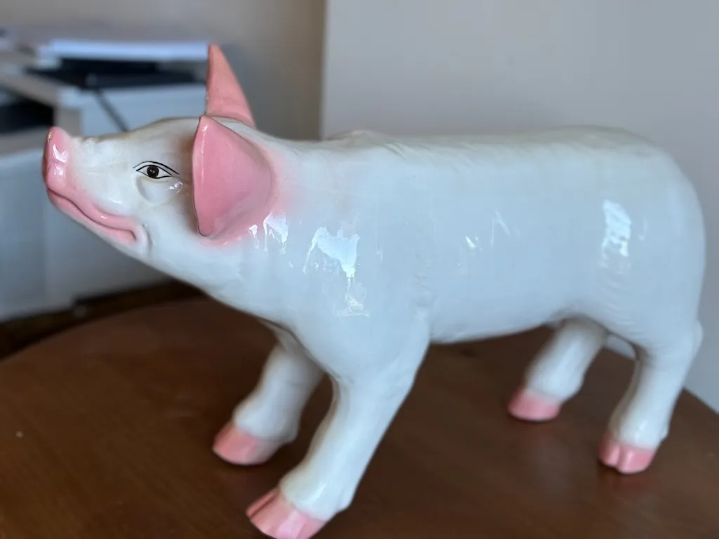 Mid-Century Vintage French Butcher Style Pig Crackle Design