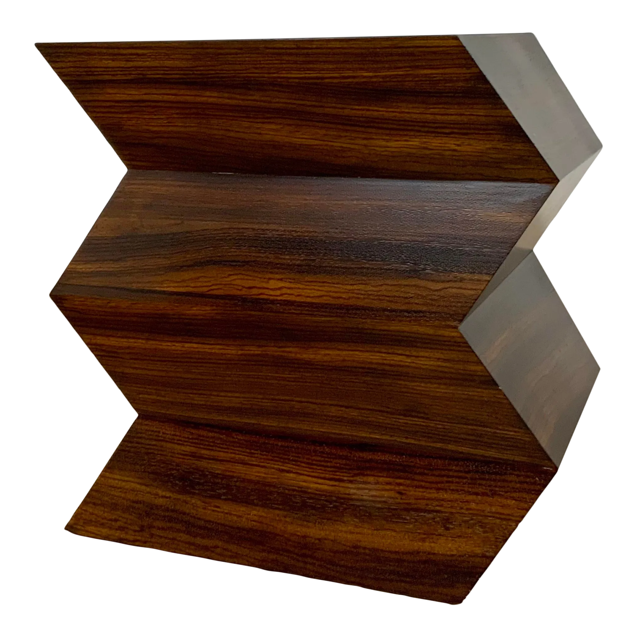 Global View Modern Zebra Wood Finished Zig Zag Side Table