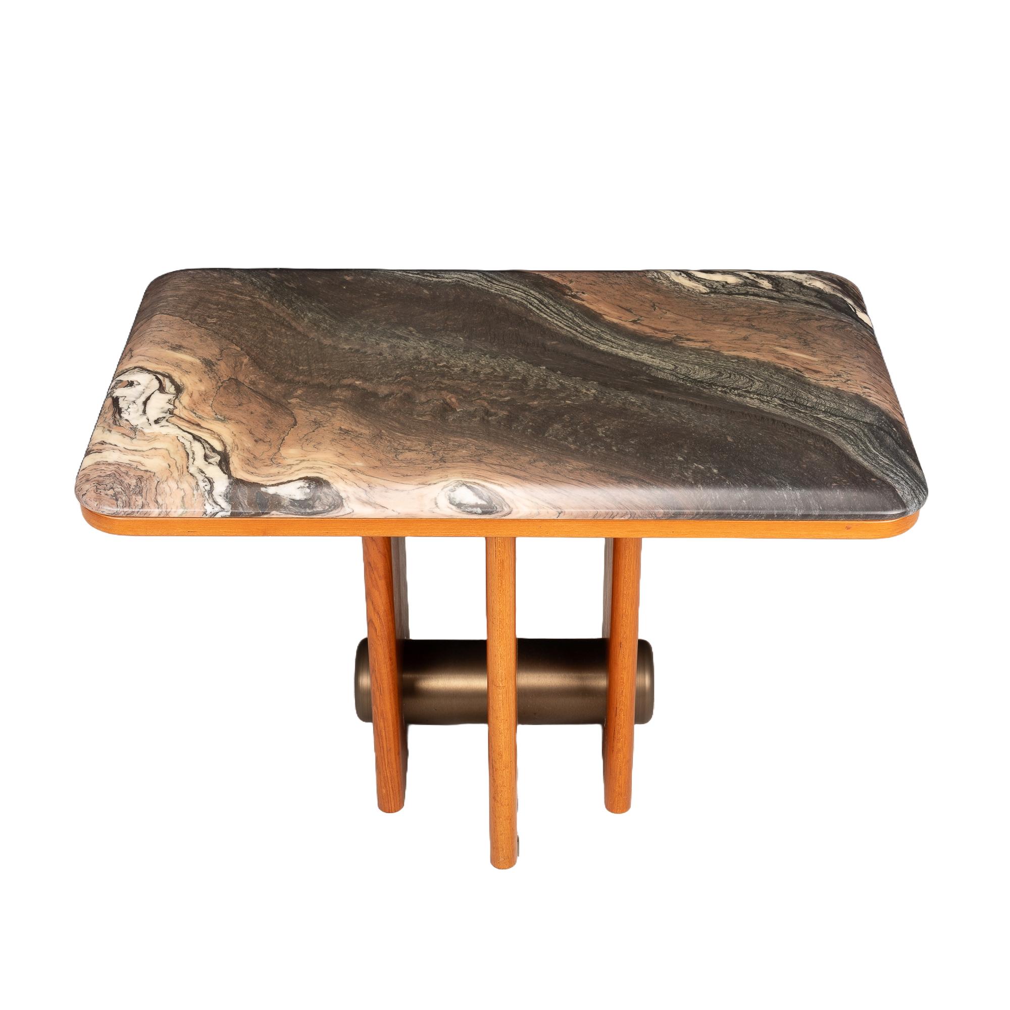 Bendixen Mid Century Danish Modern Marble and Teak Coffee Table W