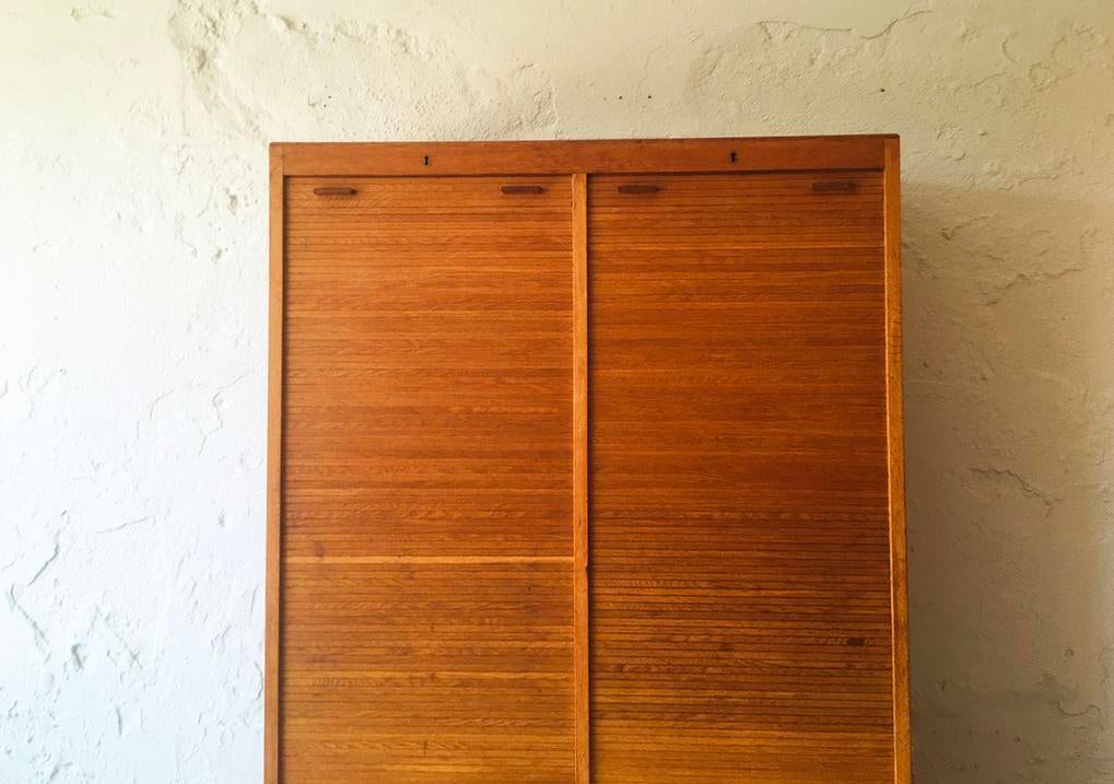Danish Teak Rolling Doors Storage, 1960s