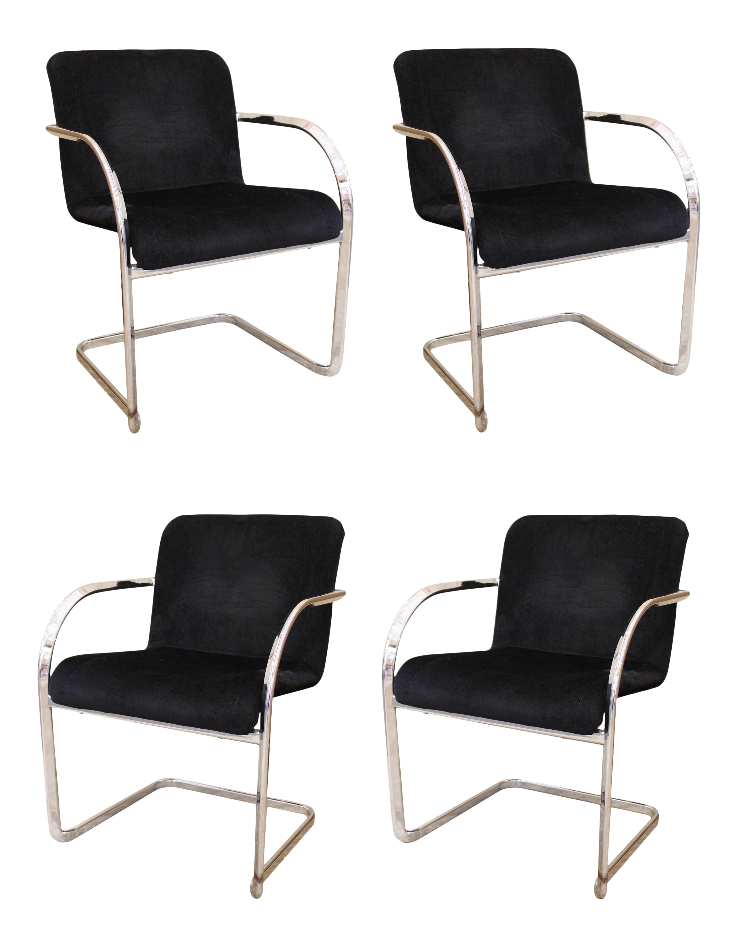 Cassina Modern Chromed Metal Dining Chairs Set Of 4 Chairish