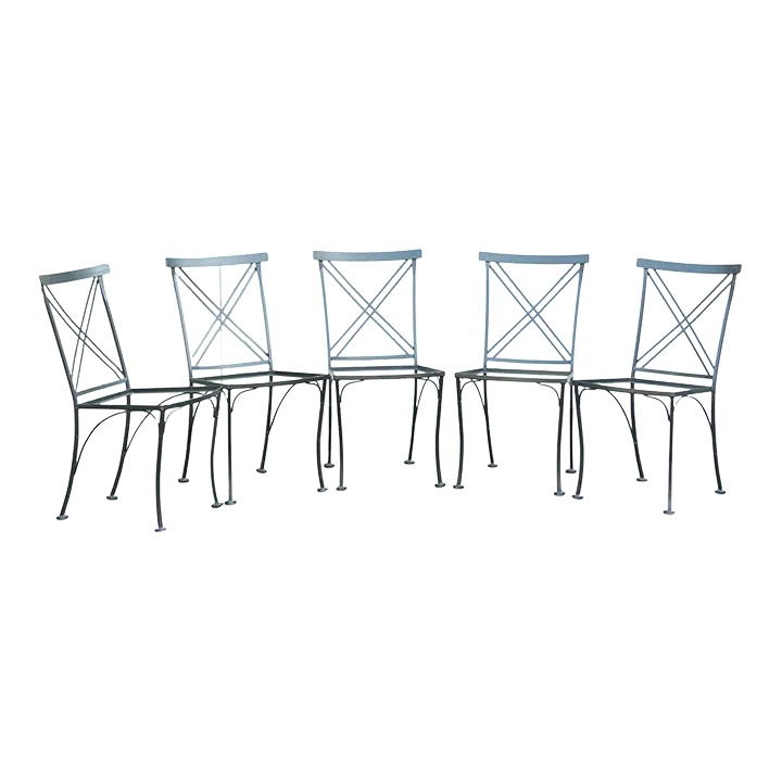 Vintage Wrought Iron X Back Garden Dining Chairs Set of 5 Chairish