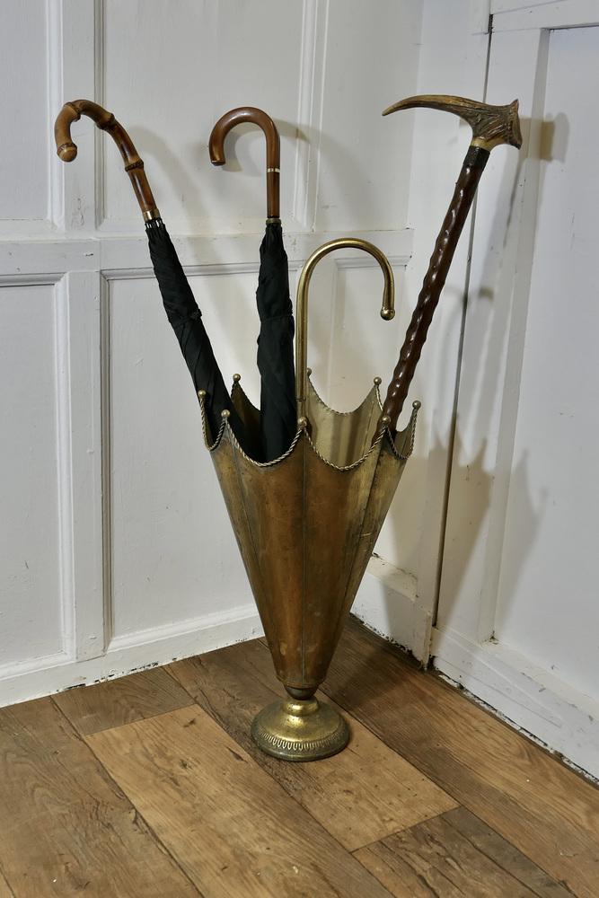 Brass Umbrella-Shaped Umbrella Stand, 1920s | Chairish