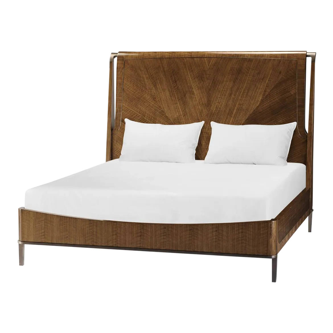Mid Century Style Walnut Frame Bed - King | Chairish