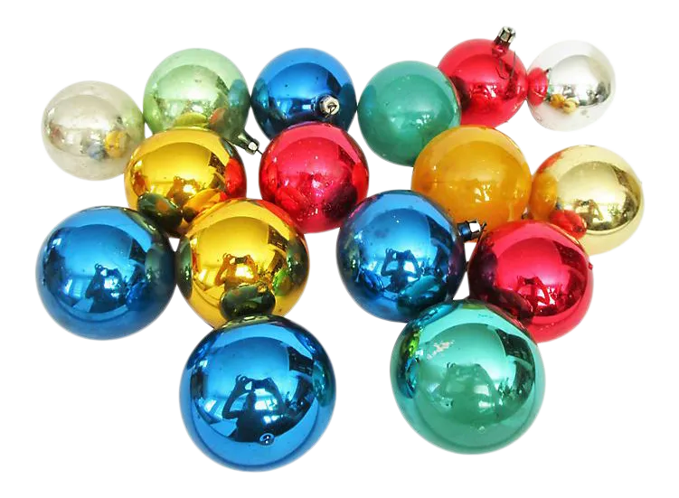 European Glass Christmas Ornaments Assorted Sizes, Set of 16 Chairish