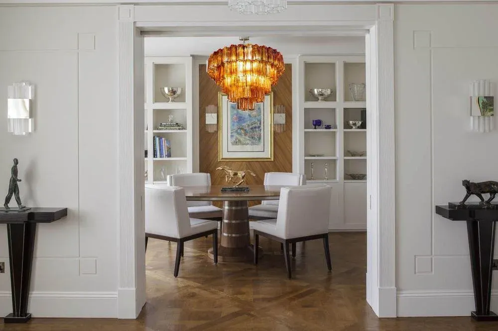 Large Modern Gold Amber Color Murano Glass Chandelier or Flush Mount, 1970