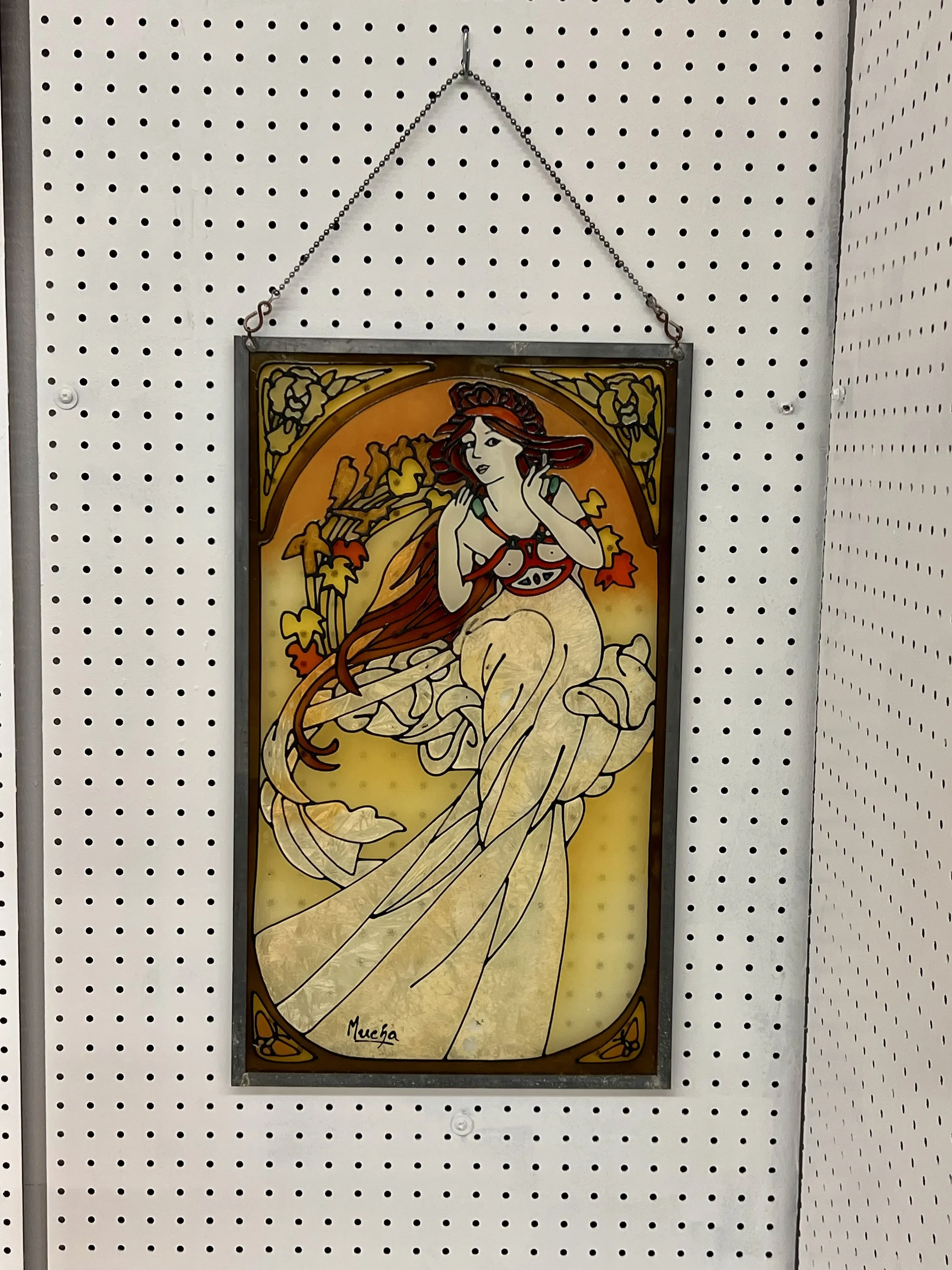 Early 20th Century Antique Art Nouveau Style Stained Glass