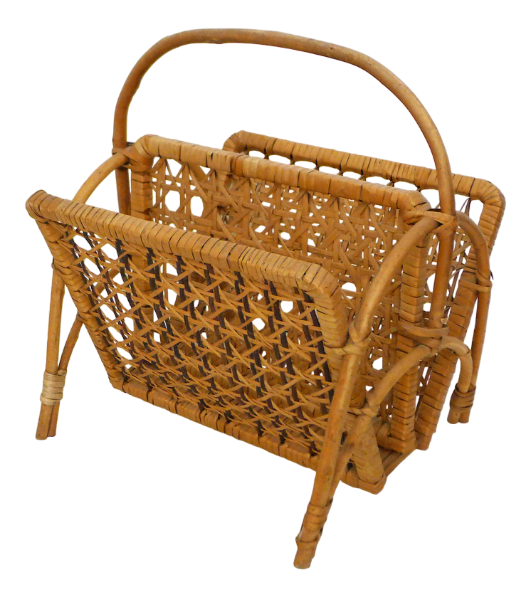 Vintage Magazine Rack in Rattan and Wicker, 1970s Chairish