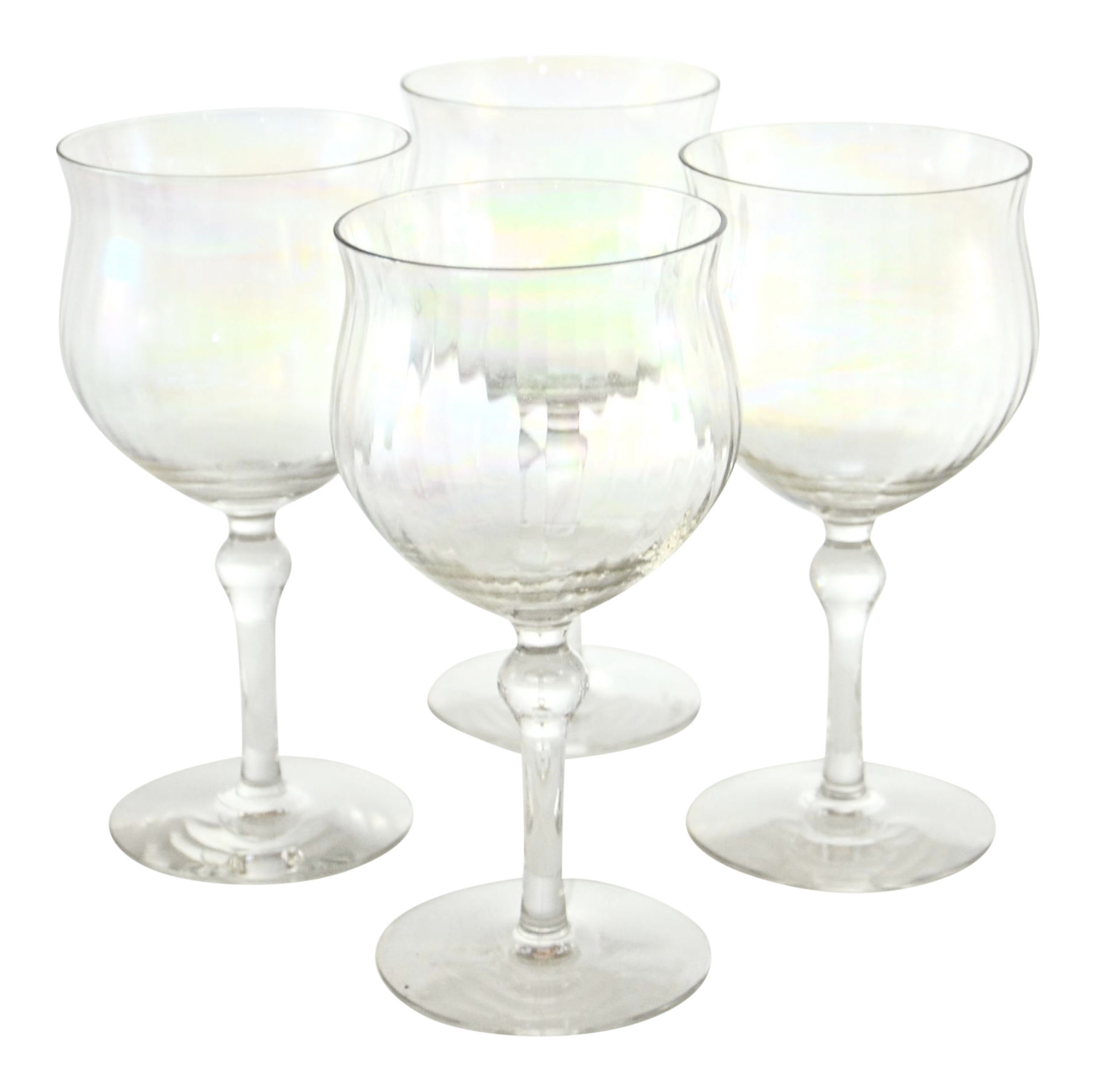 Iridescent Optic Crystal Stemmed Wine Glasses Set of 4 Chairish
