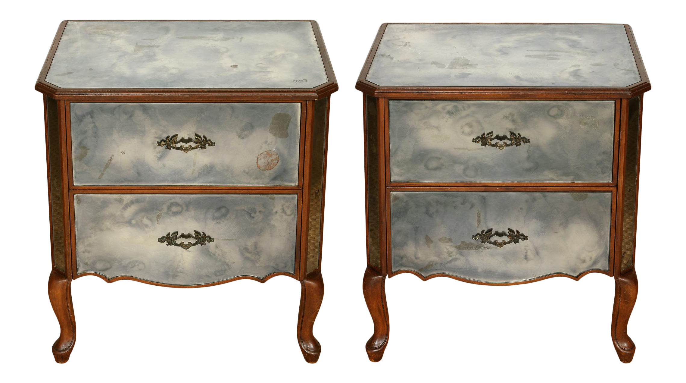 Pair Of Venetian Style Mirrored Nightstands Chairish