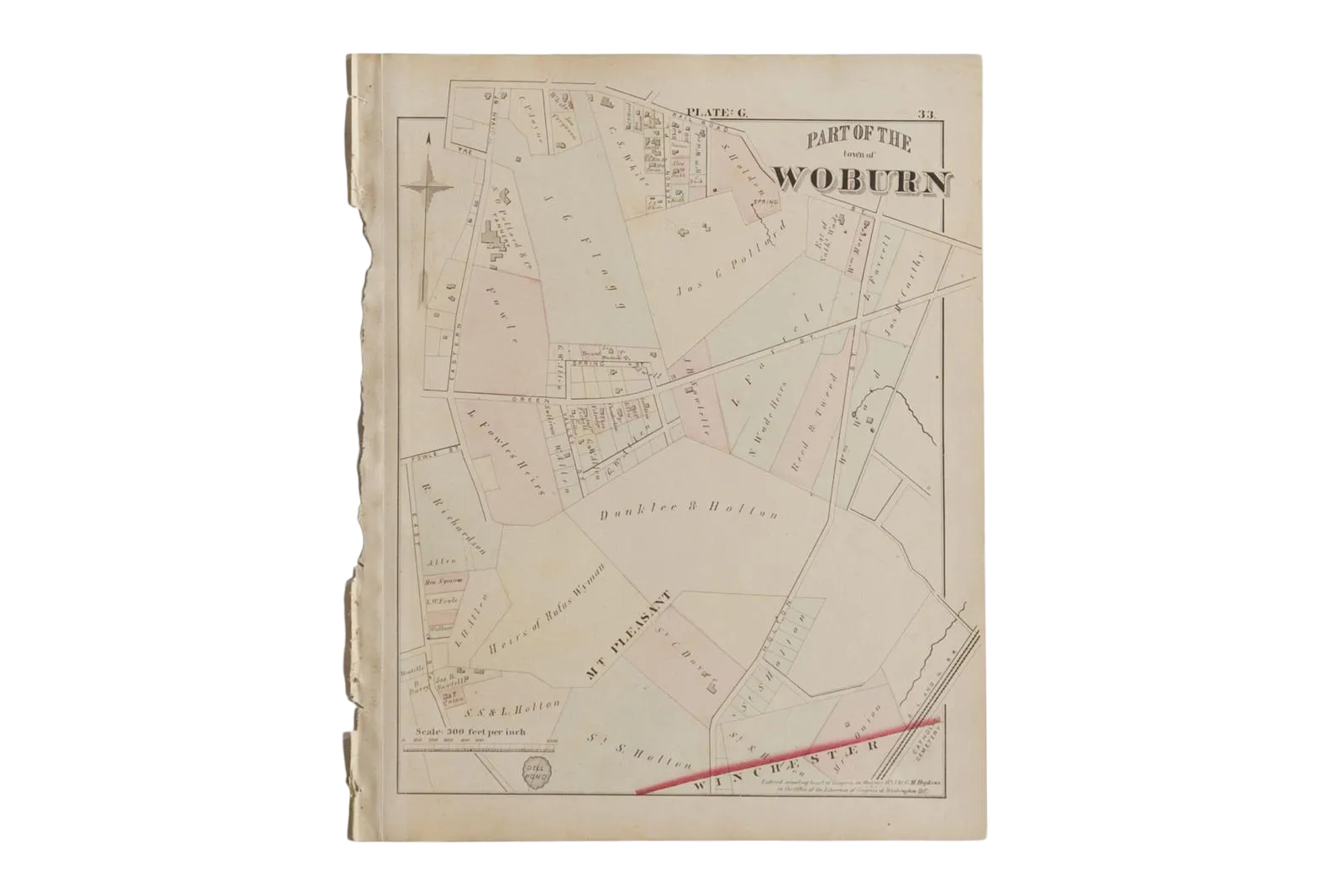 Antique Woburn Massachusetts Atlas Map Plate G Chairish
