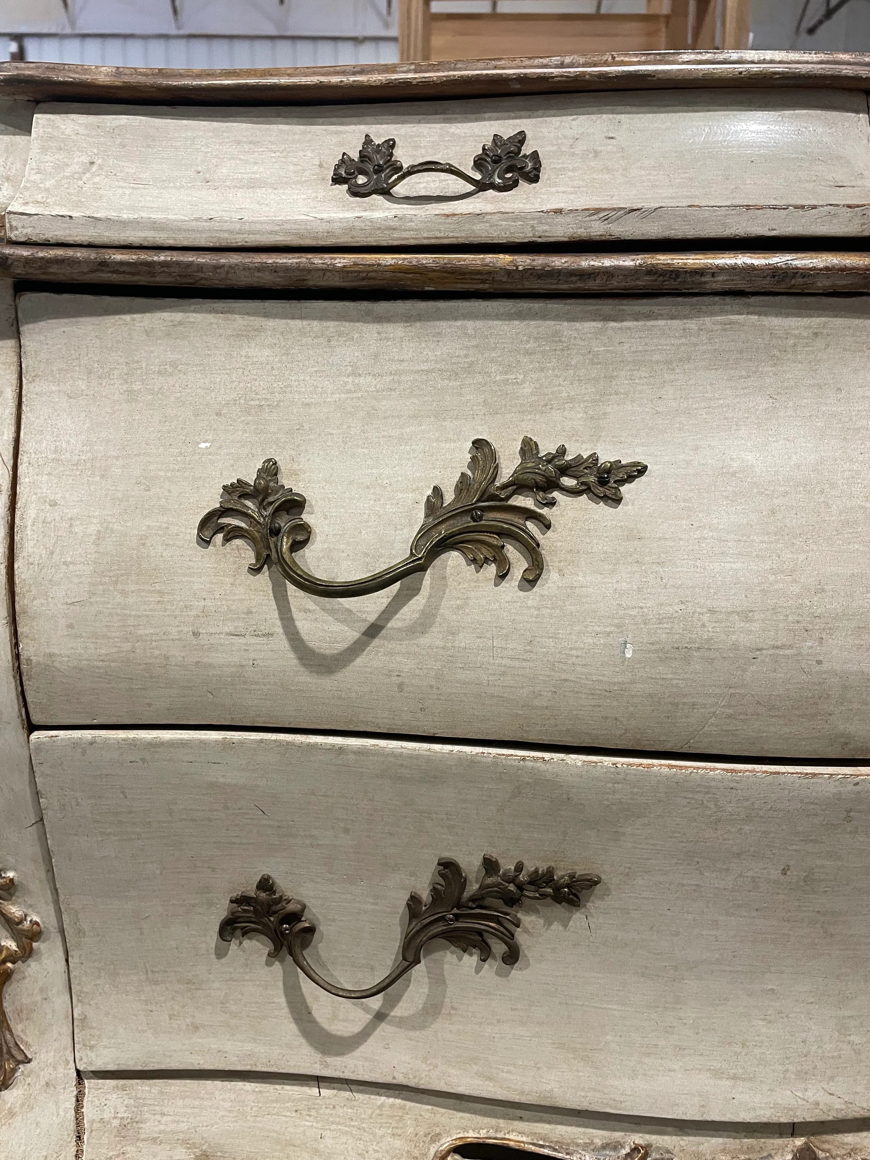 Antique French Provincial Painted Bombe Chest With Faux Marble Top2011 Large Abstract Expressionism Oil Painting