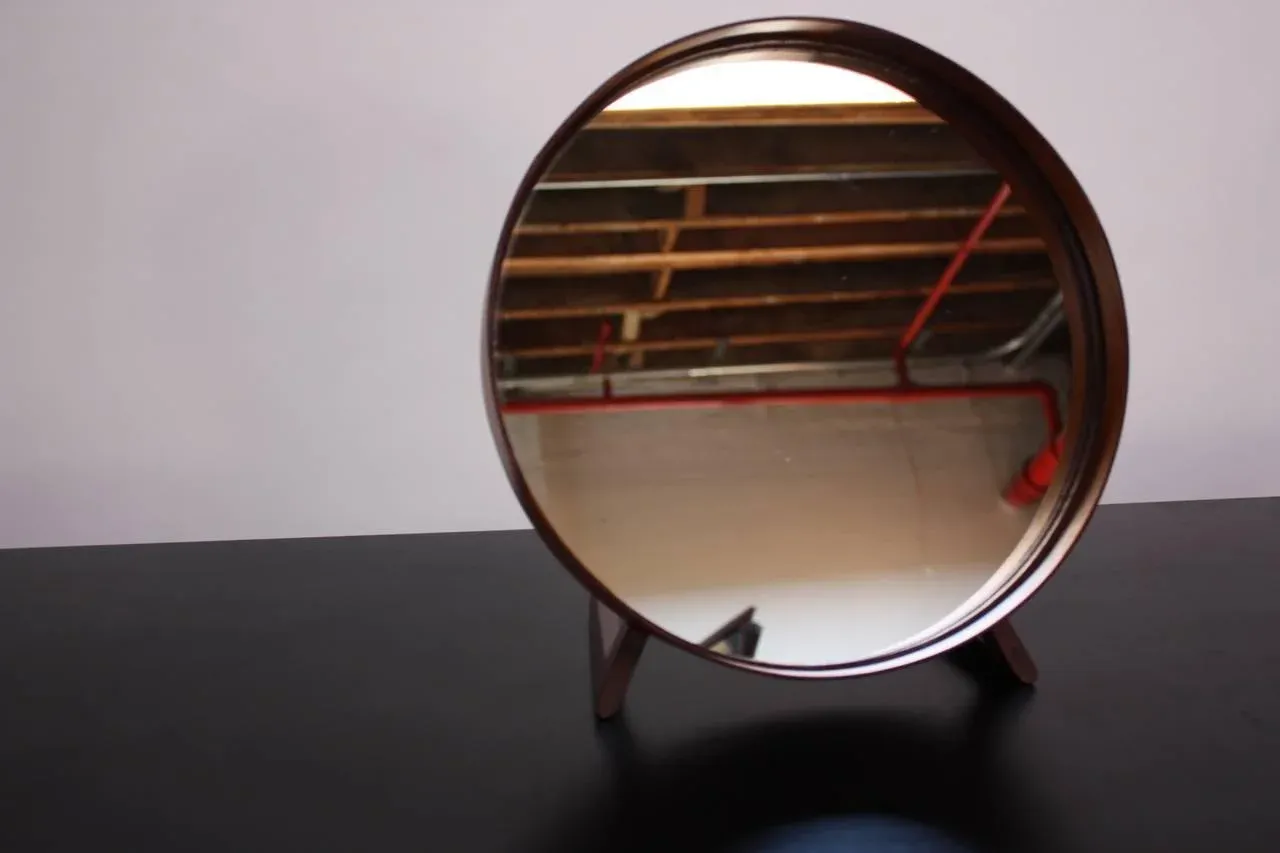 Swedish Rosewood Table Mirror by Uno and Östen Kristiansson for Luxus