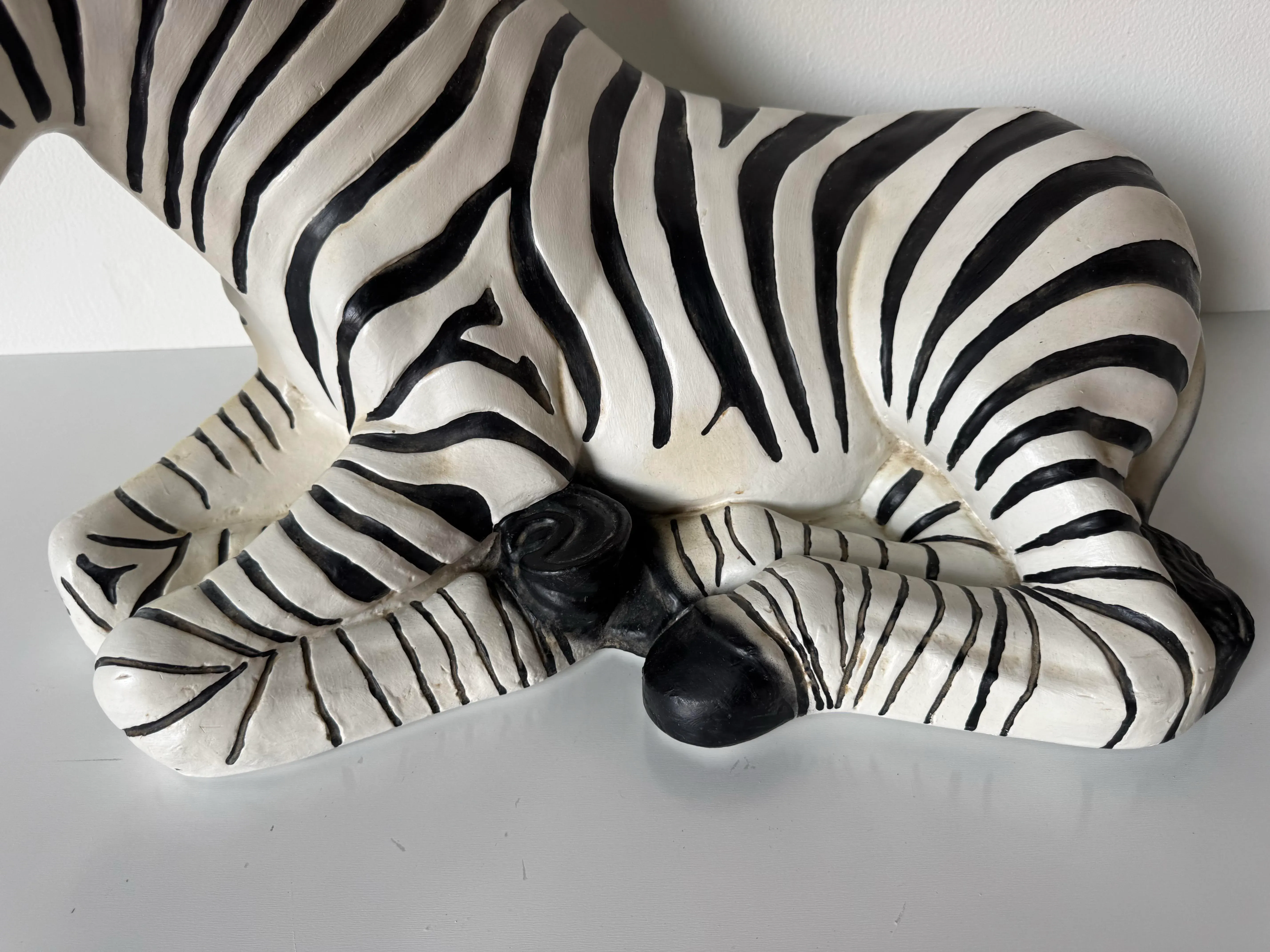Large 1980's Vintage Ceramic Zebra Sculpture | Chairish
