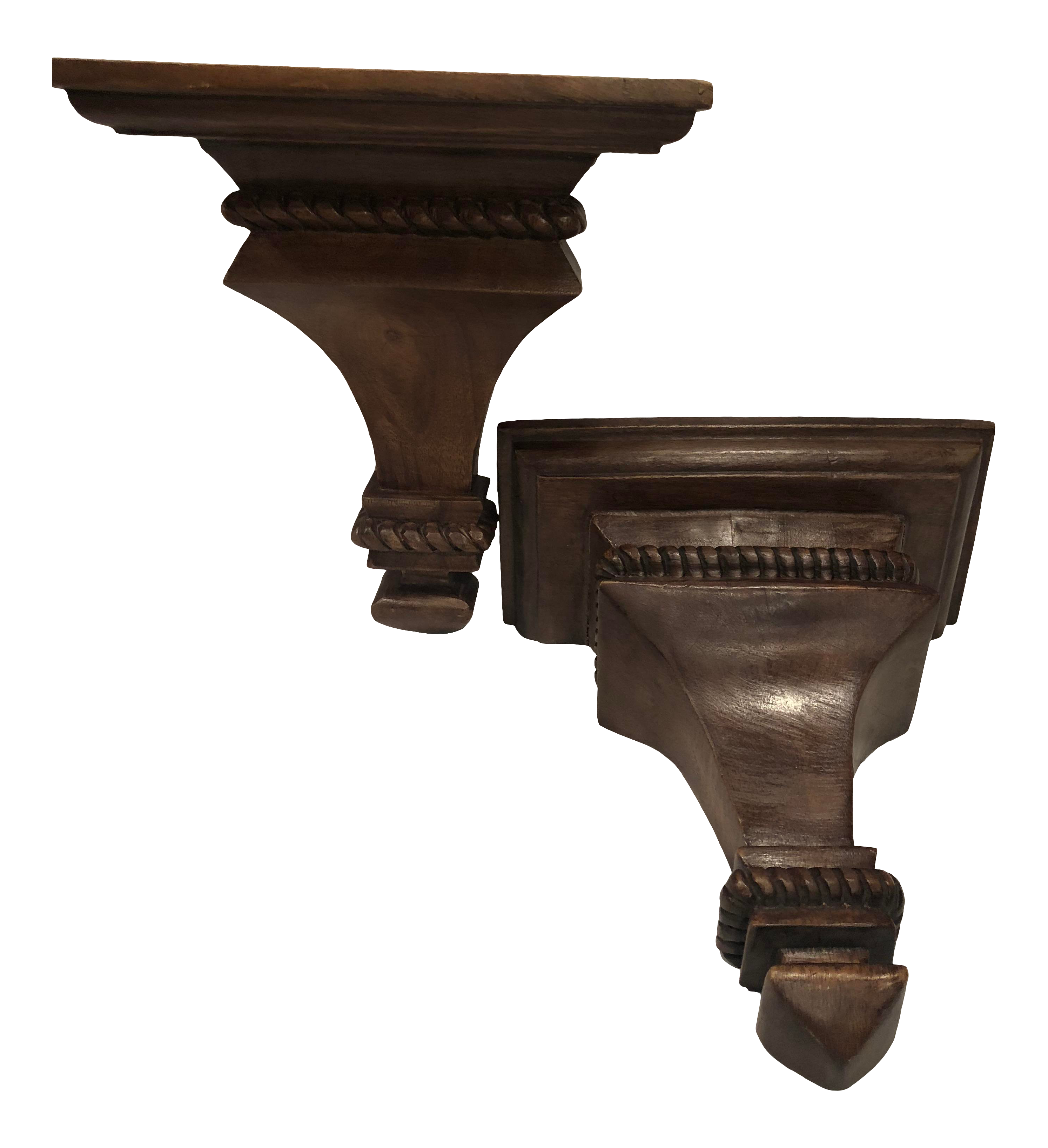 Traditional Pottery Barn Mahogany Wooden Sconce Shelves A Pair