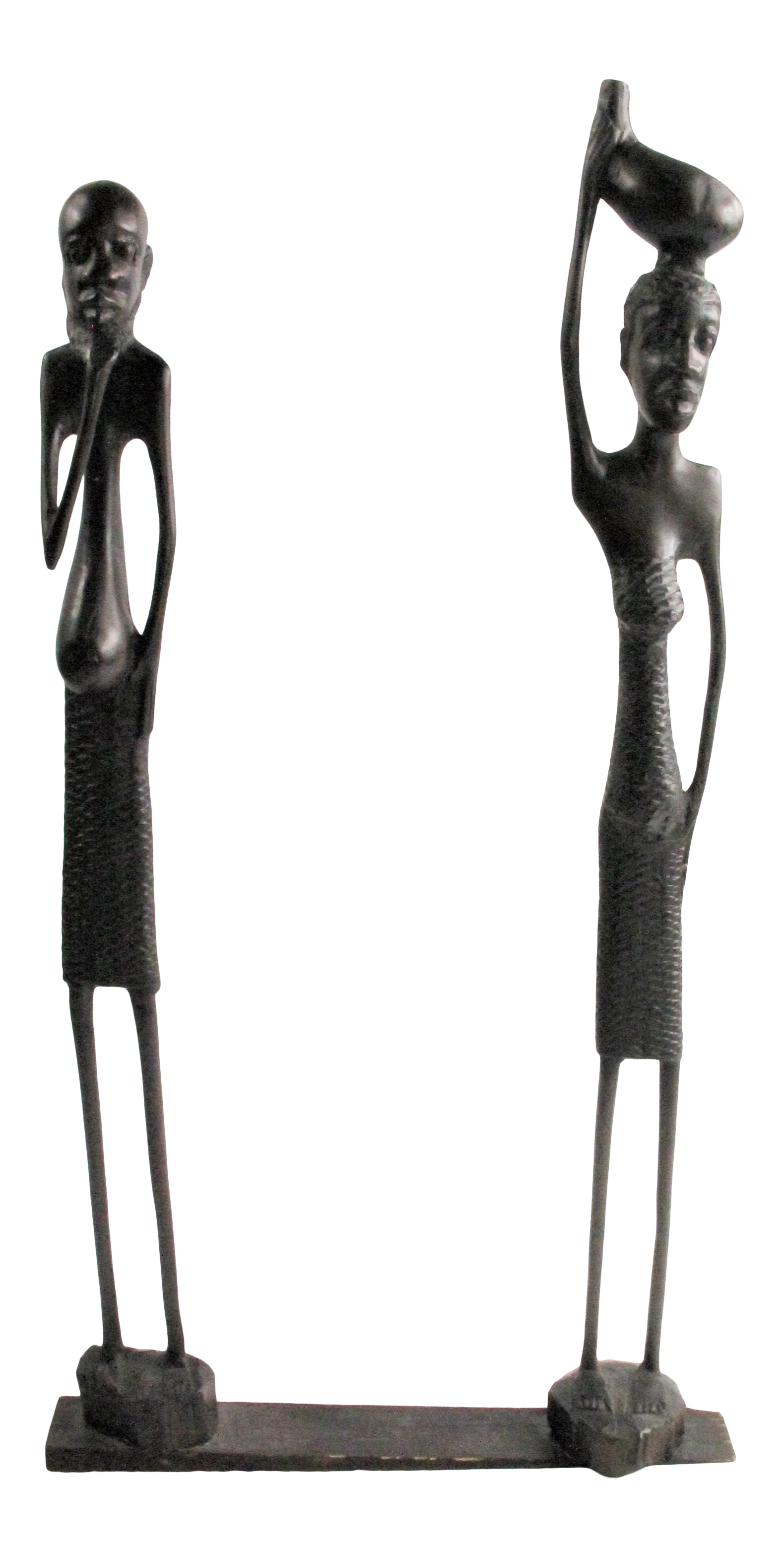 Vintage African Wooden Sculpture Two Men and a Woman - campestre.al.gov.br