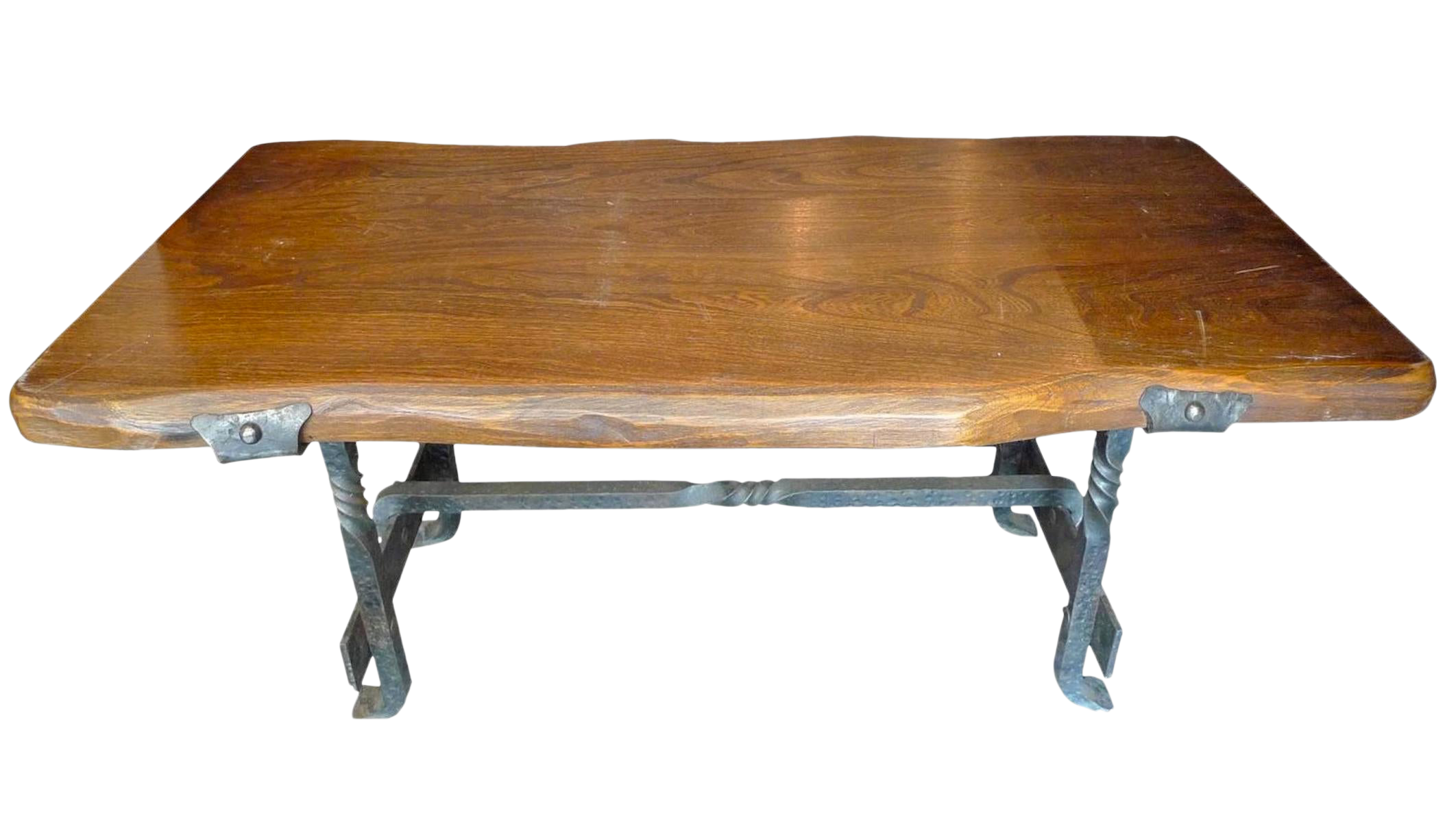 1960 S French Small Walnut Coffee Table With Wrought Iron Legs Chairish