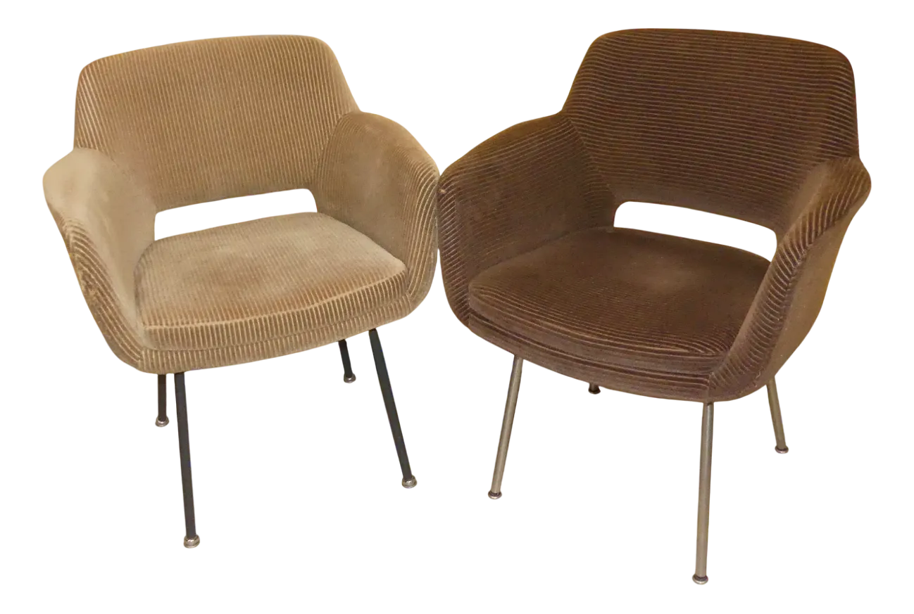 Armchairs in Brown Kord from Fröscher KG, 1970s, Set of 2