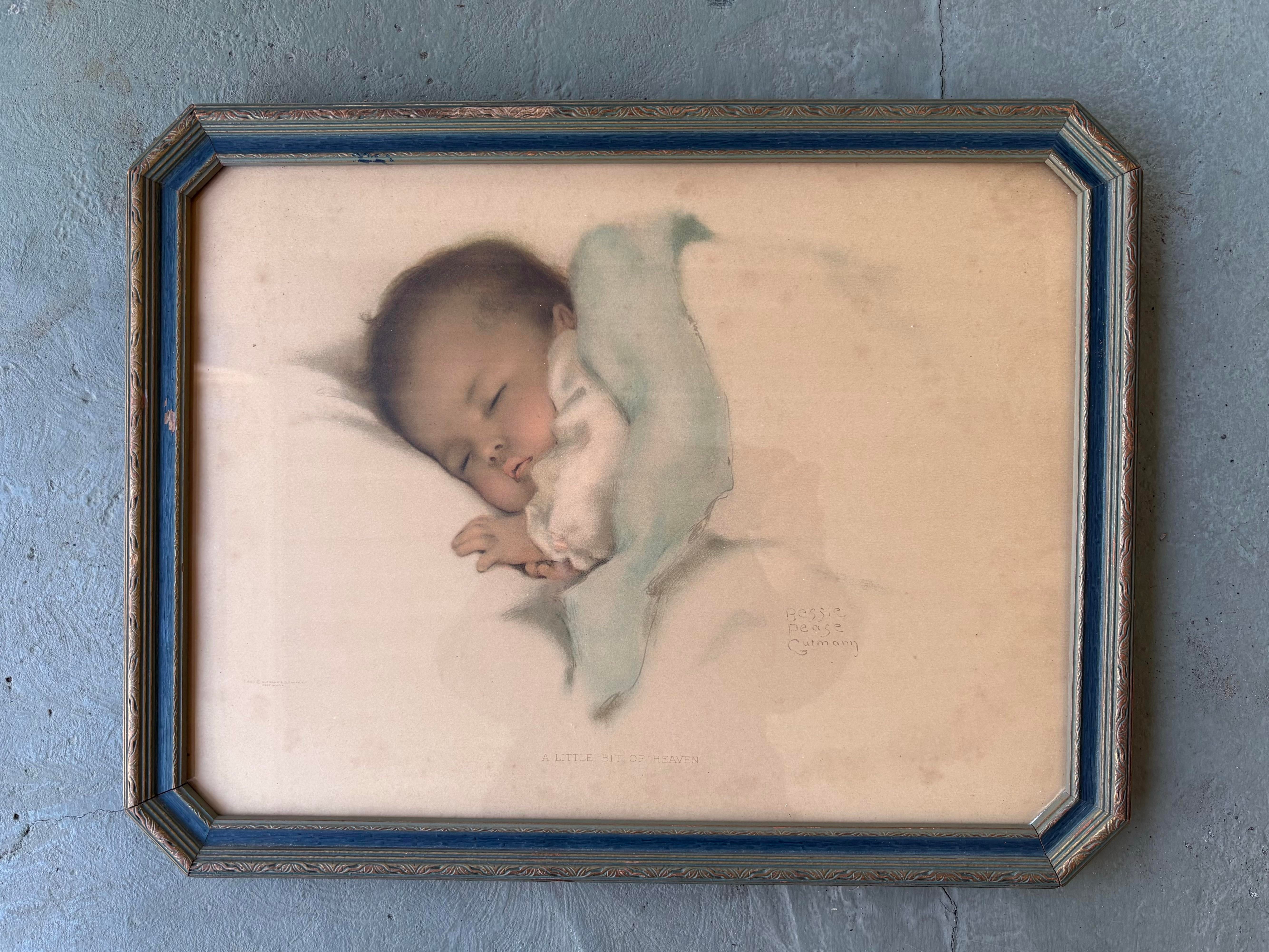 Set of Two Antique 1920s Bessie Pease Gutmann Baby Prints in