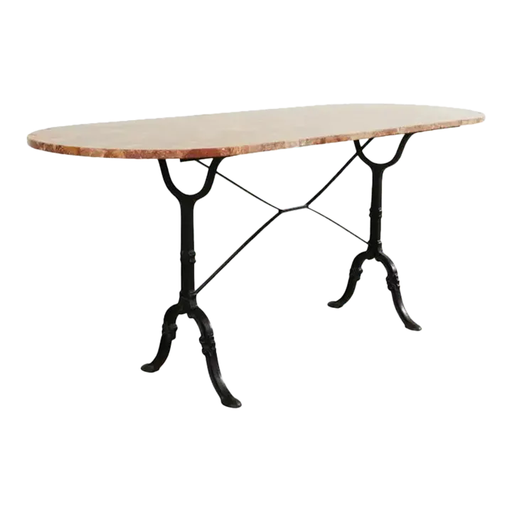 French Iron Marble Top Bistro Garden Dining Table or Console Chairish