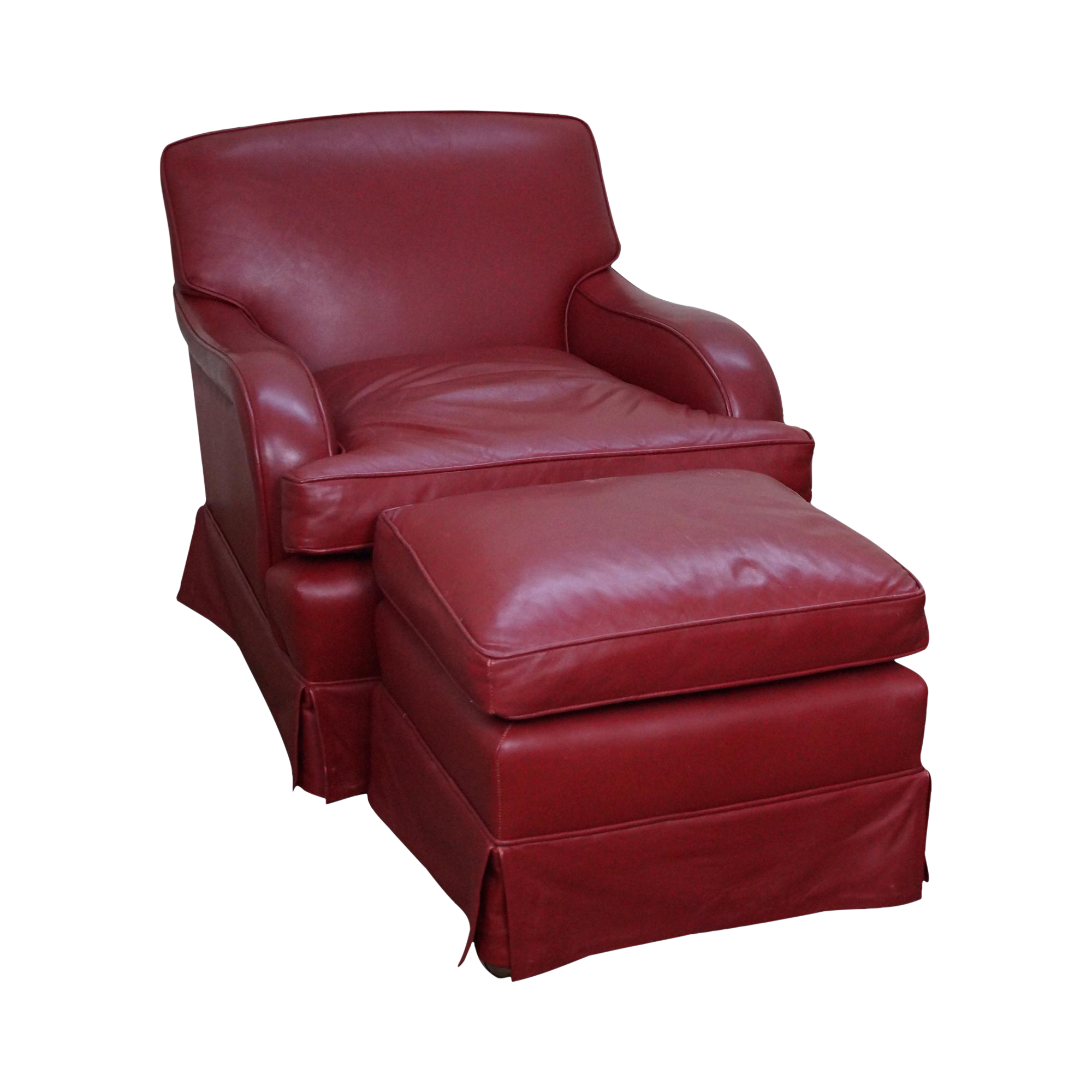Martin Industries Red Leather Lounge Chair W/ Ottoman Chairish
