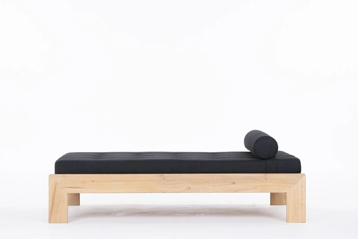 Daybed in Elm and Black Linen, 1980