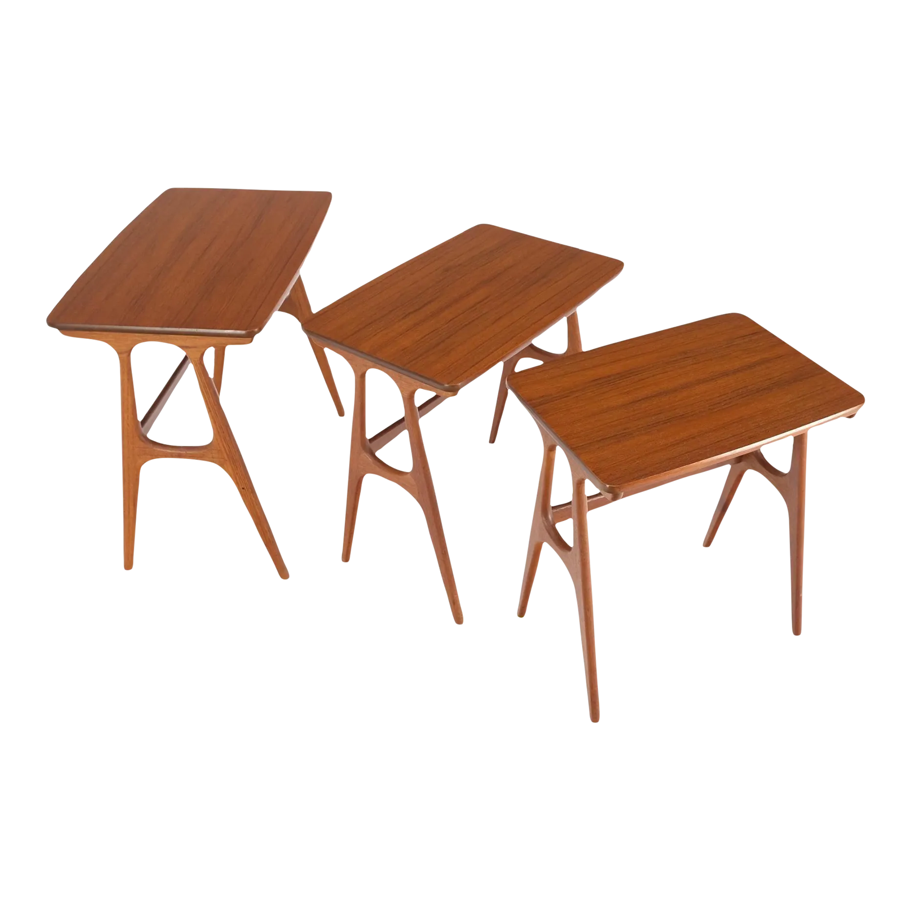 Set of Three Teak Danish MidCentury Modern Nesting Stacking Tables
