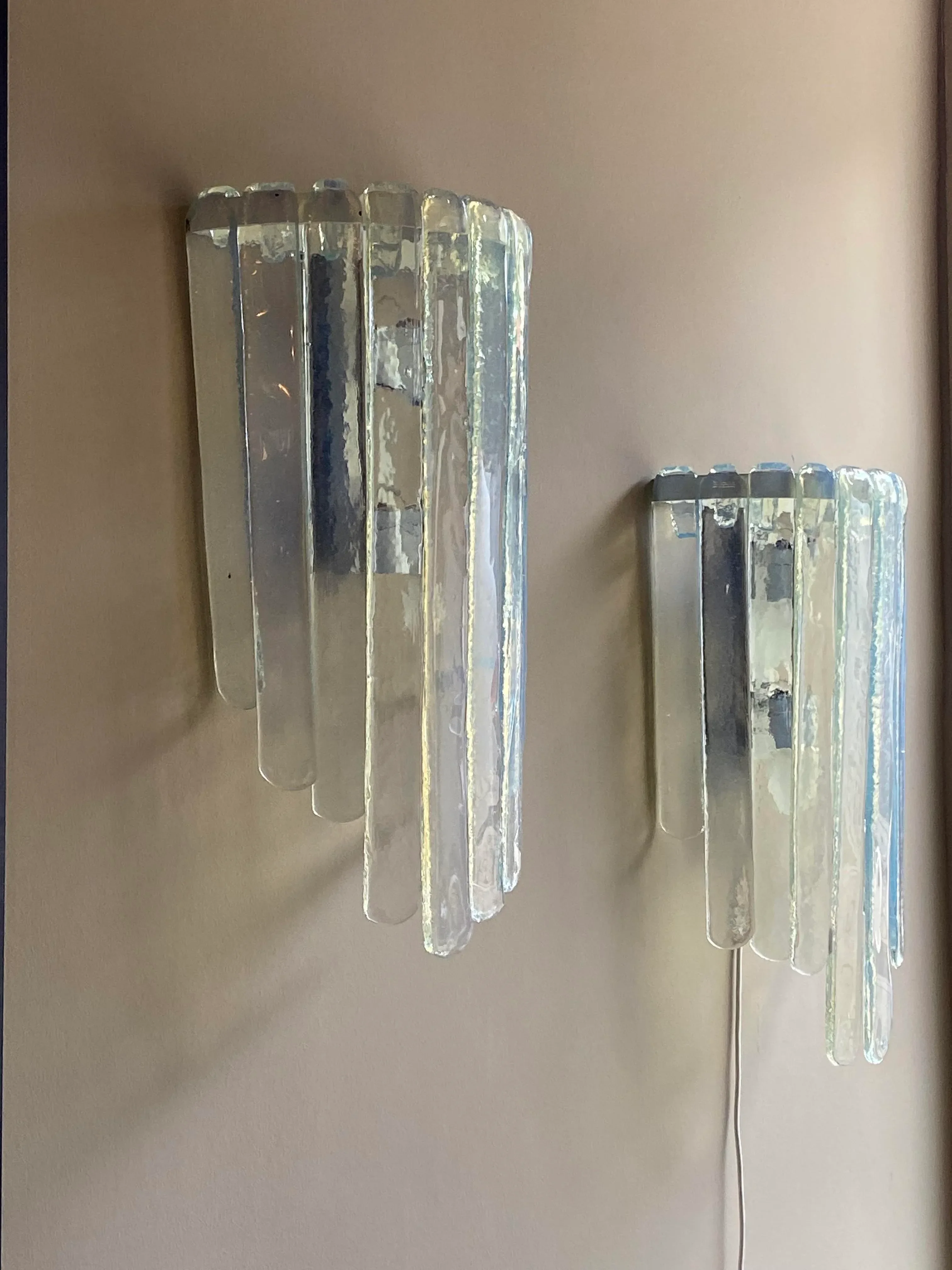 Large Waterfall WATAPMH2 Model Wall Lamps from Mazzega, 1970, Set of 2