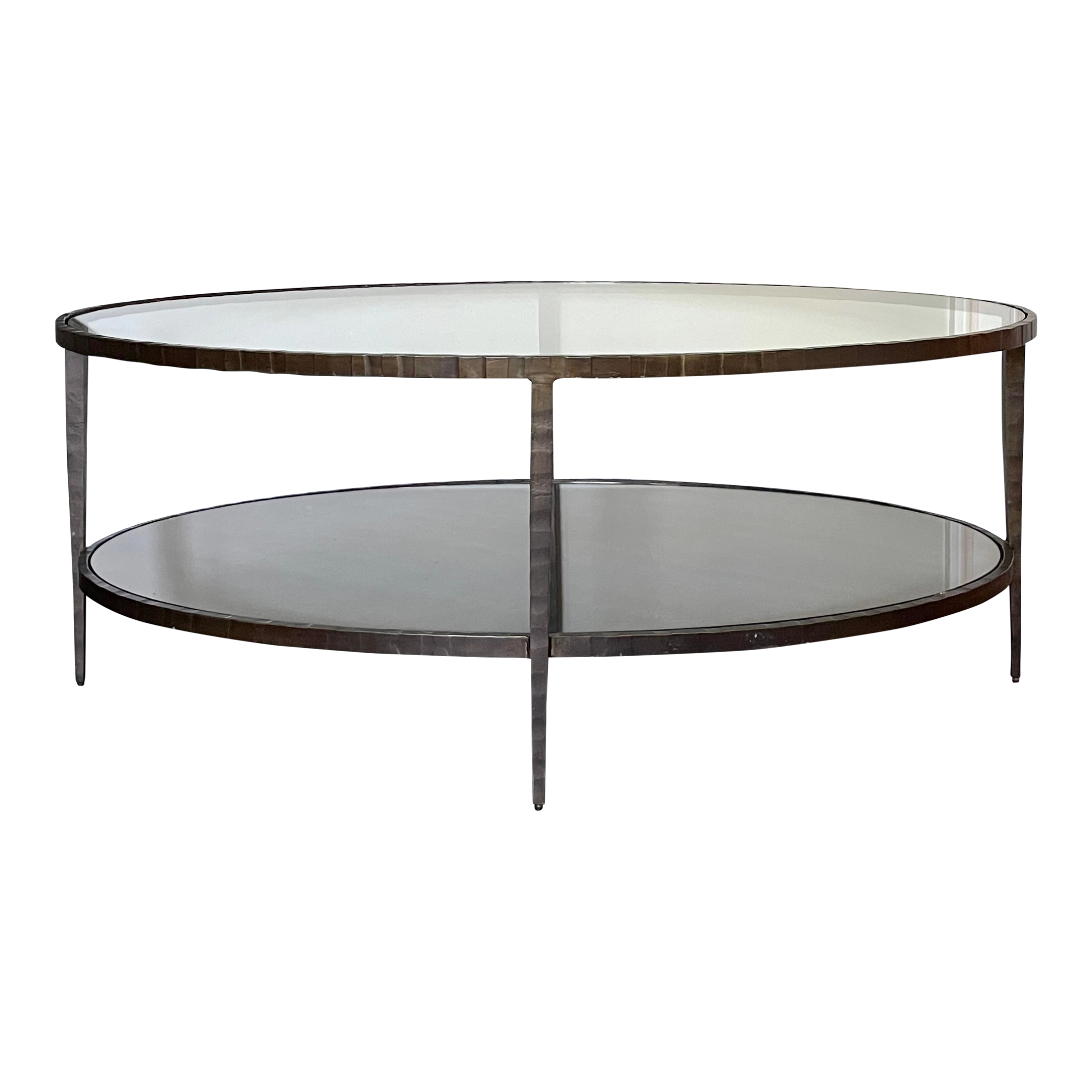 Crate & Barrel Clairemont Oval Coffee Table With Antiqued Mirror Shelf