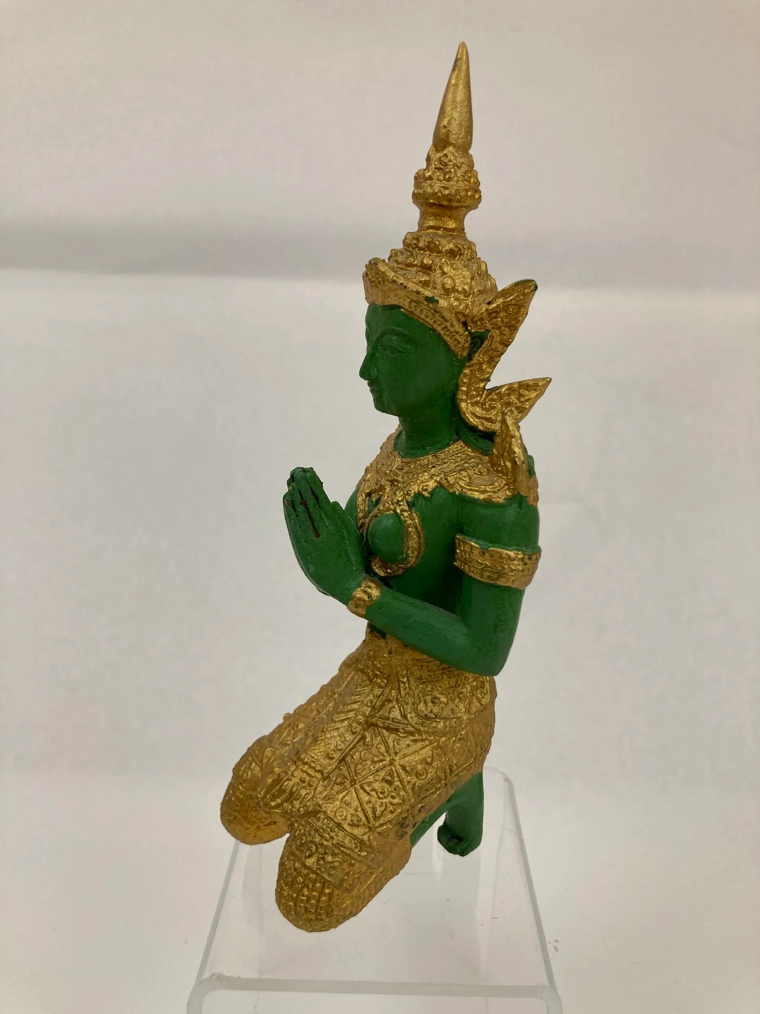 Vintage Asian Gilt Bronze Thai Kneeling Sacred Angel Teppanom