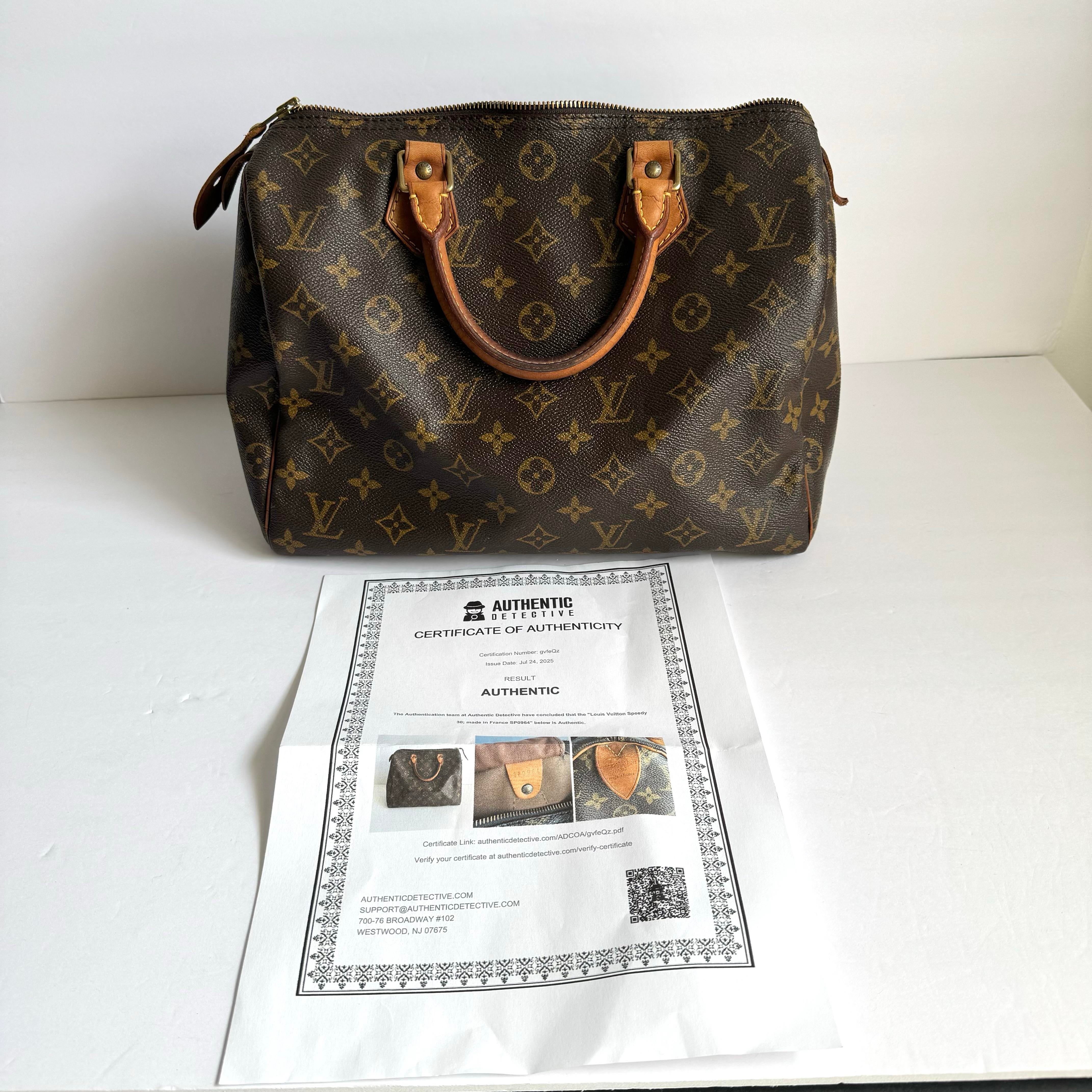 Louis Vuitton Speedy 30 Bag Vintage LV Monogram Canvas Top Handle