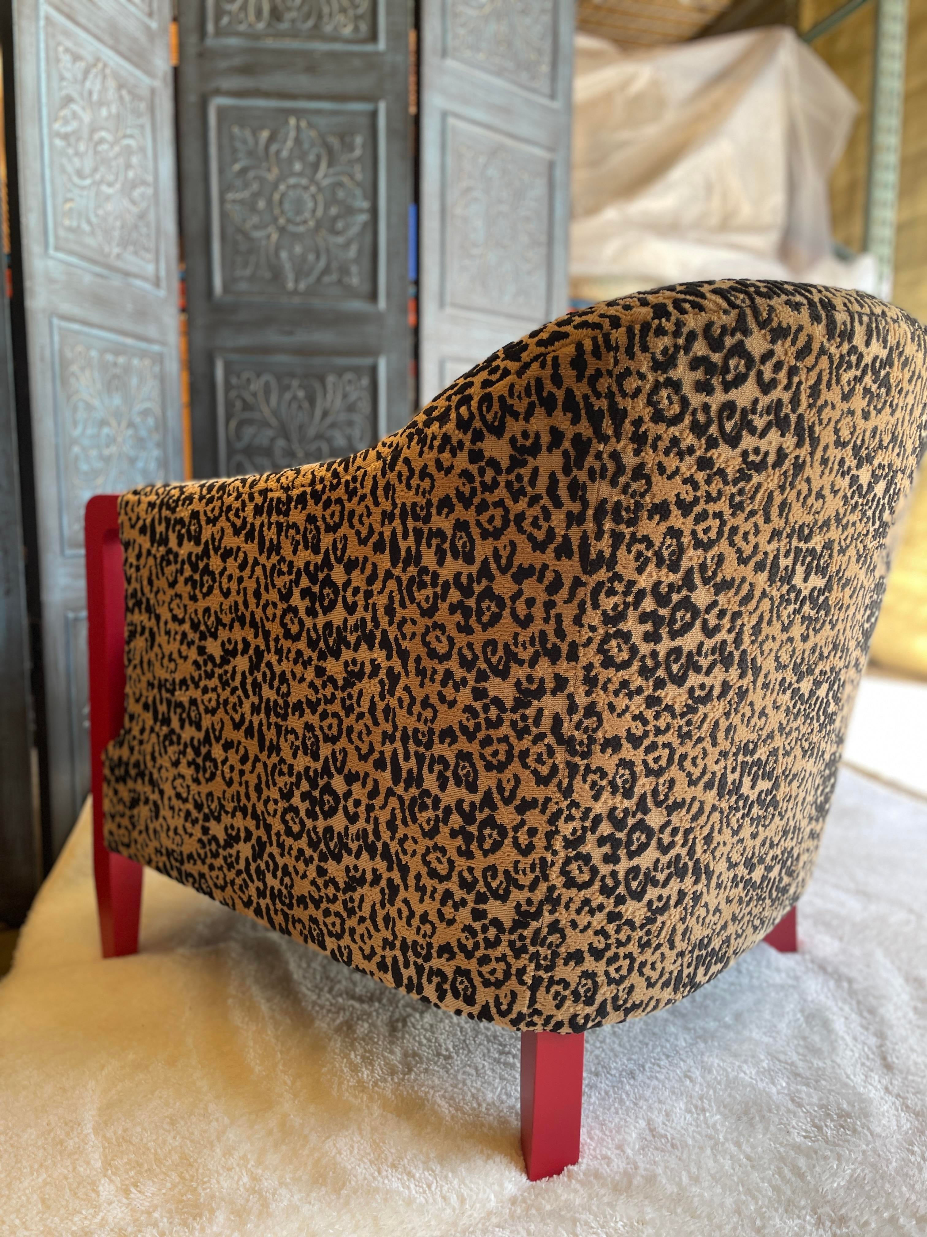 Hollywood Regency Leopard Themed Accent Chair and Ottoman Set - Main Image