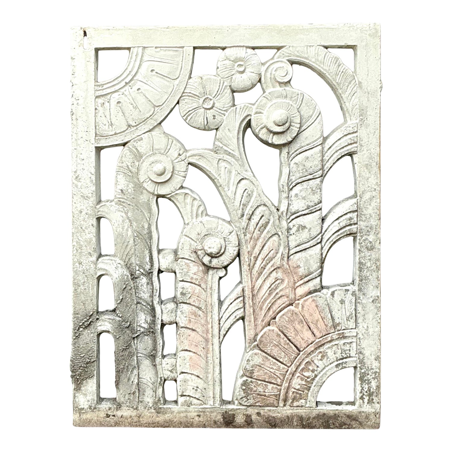 Vintage Deco Miami Beach Cast Concrete Panel
